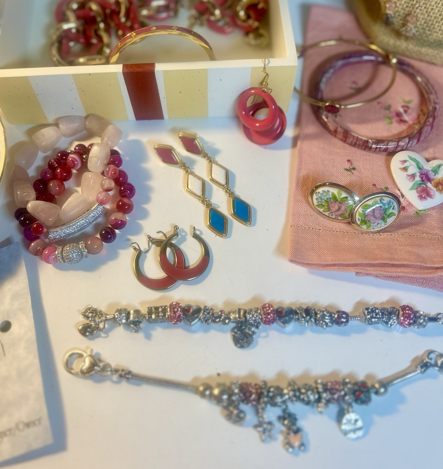 Grandma’s Vintage/Estate PINK Jewelry Lot 80+ Pieces, Some Signed/NWT