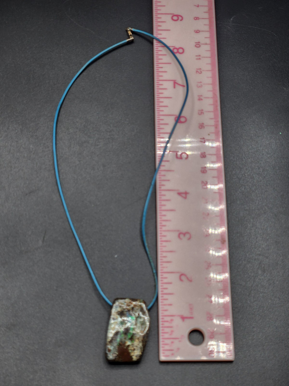 Boulder Opal Pendant Blue Cord Necklace