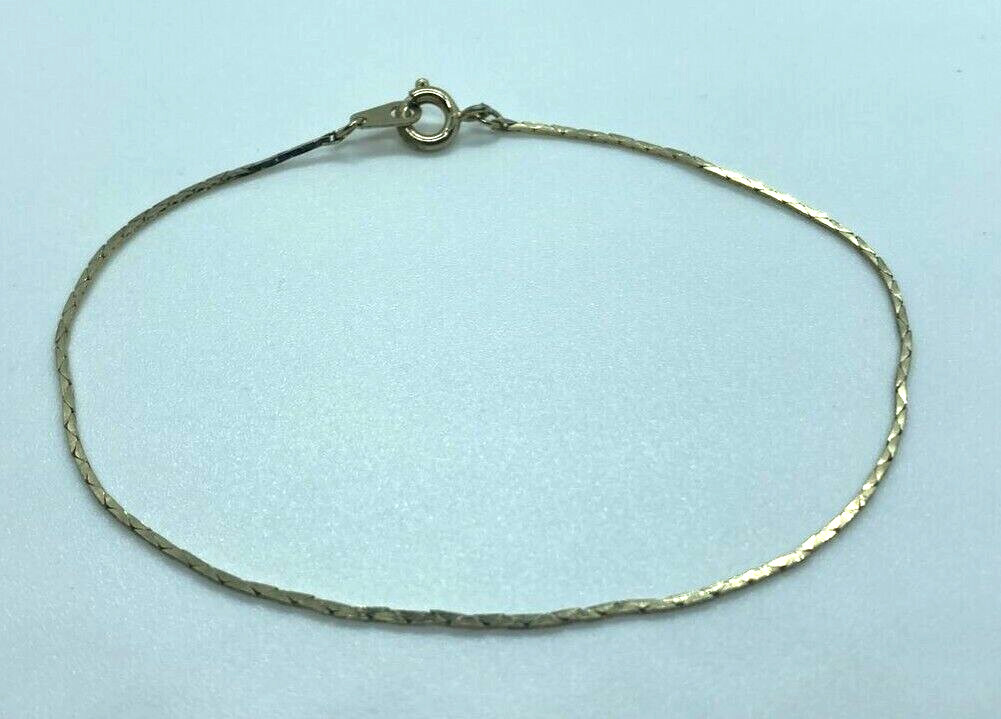 Vintage CHAIN WEAVE BRACELET 7.5″ Gold Tone Dainty with Spring Ring Clasp ~ NICE
