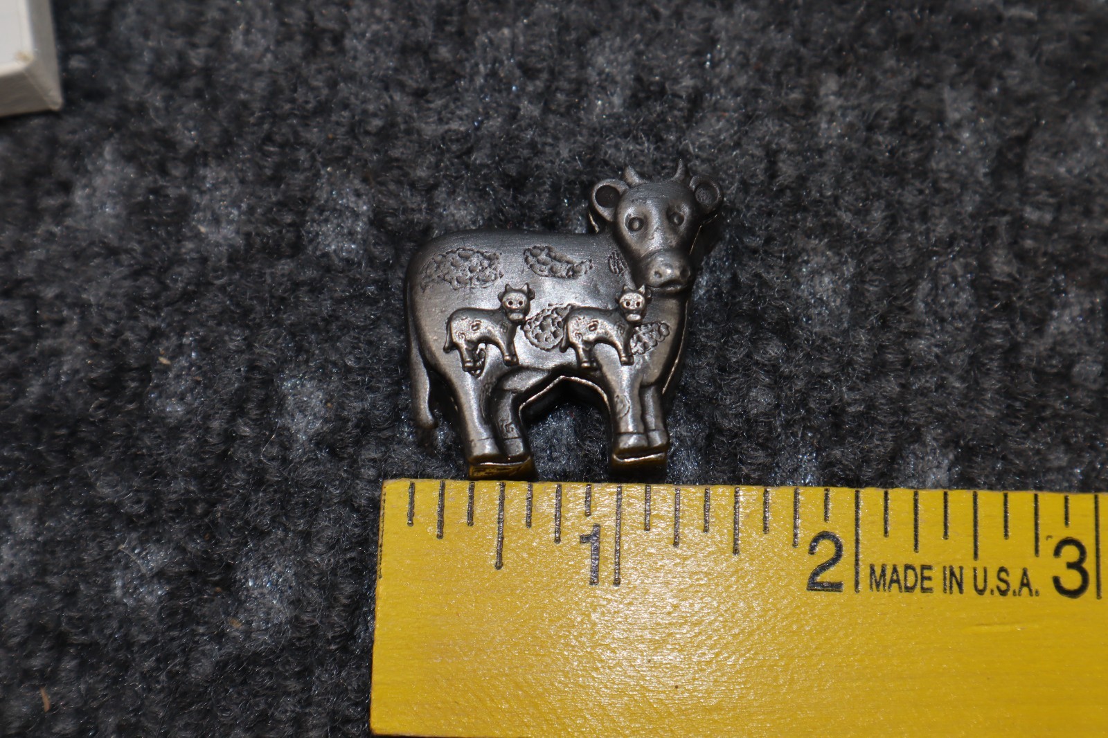 Vintage Torino Pewter Cow 3 in 1 Broach Earrings Necklace Charm Trinket Box