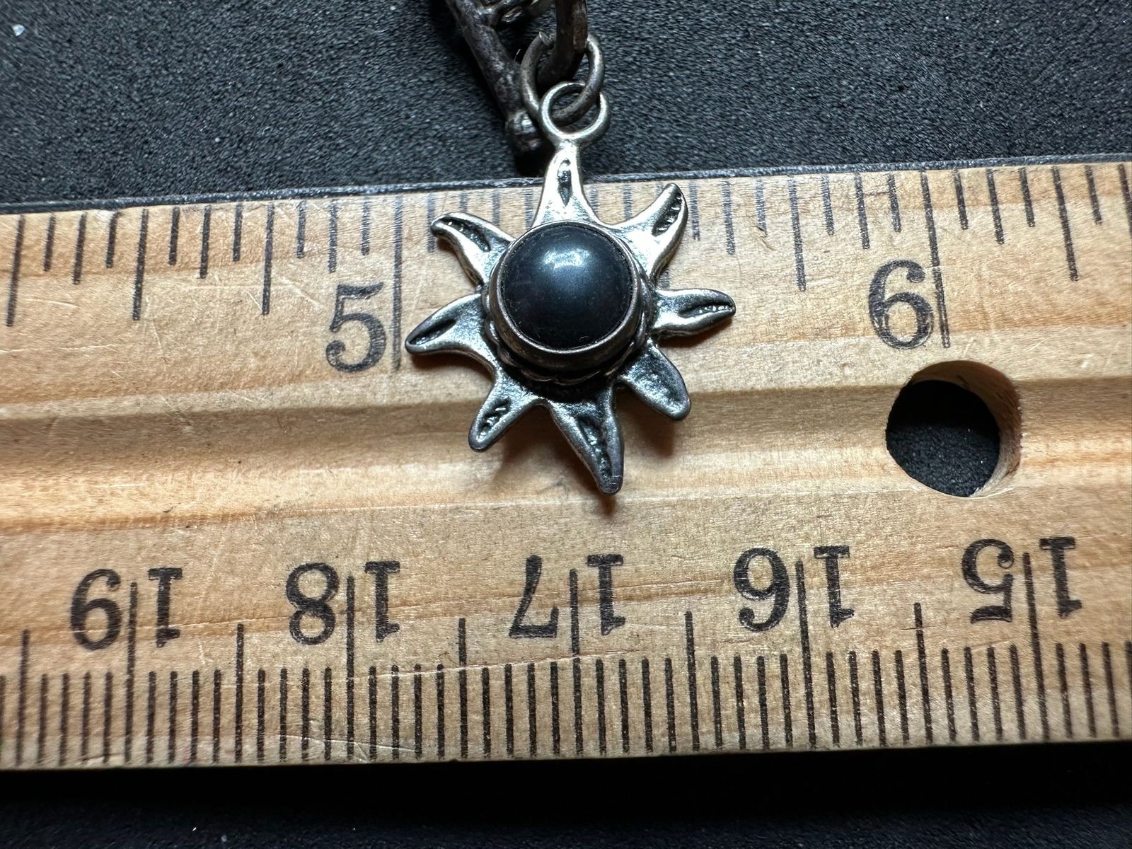 5.75g Vintage Sterling Silver 925 Sunburst Beaded Pendant Necklace 16 in M