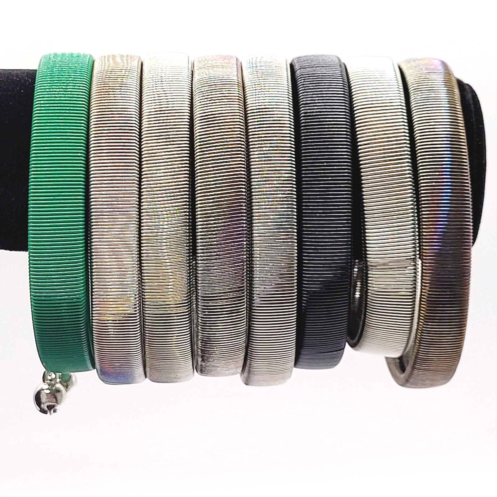 8 Slinky Stretch Coil Shirt Garter Band Style Vintage Bracelet Costume Jewelry