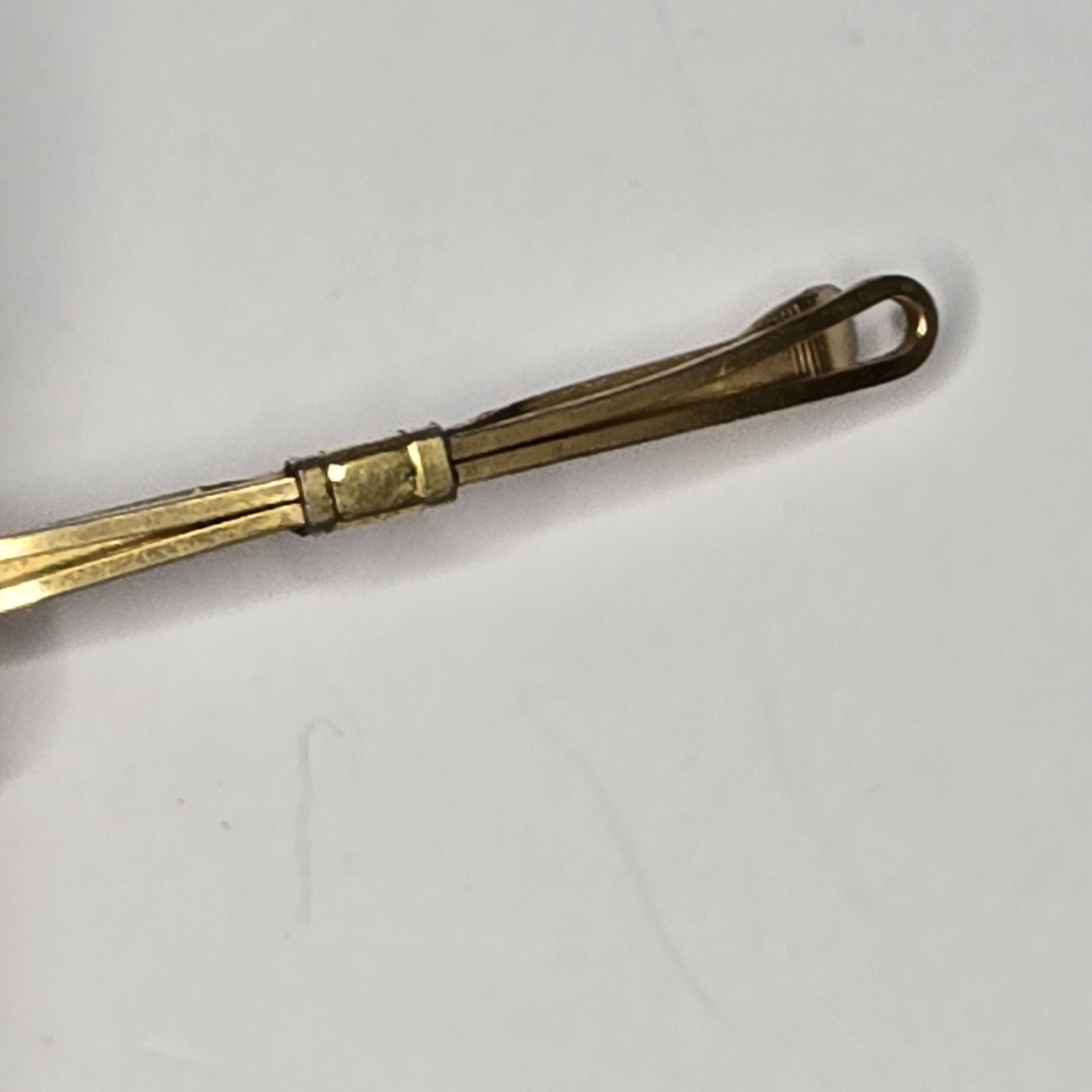 Vintage Heraldic Gold Tone Collar Bar Pin Tension Clip – Mid Century Traditional