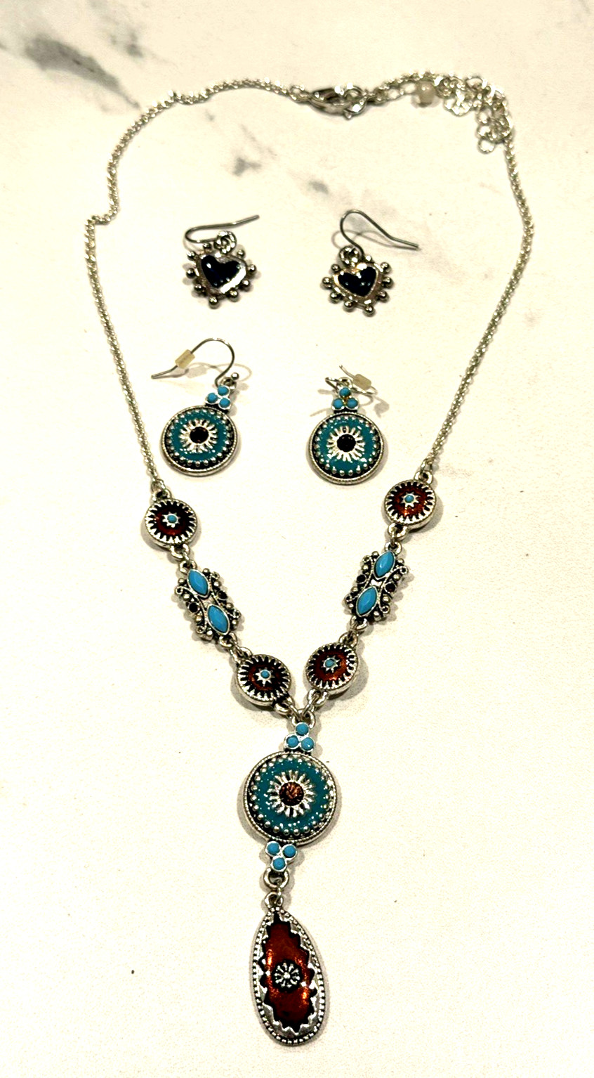 AVON SAQ NRT SHB NECKLACE EARRING BRACELET PEARL TURQUOISE RUBY HEART LOT NEW LN