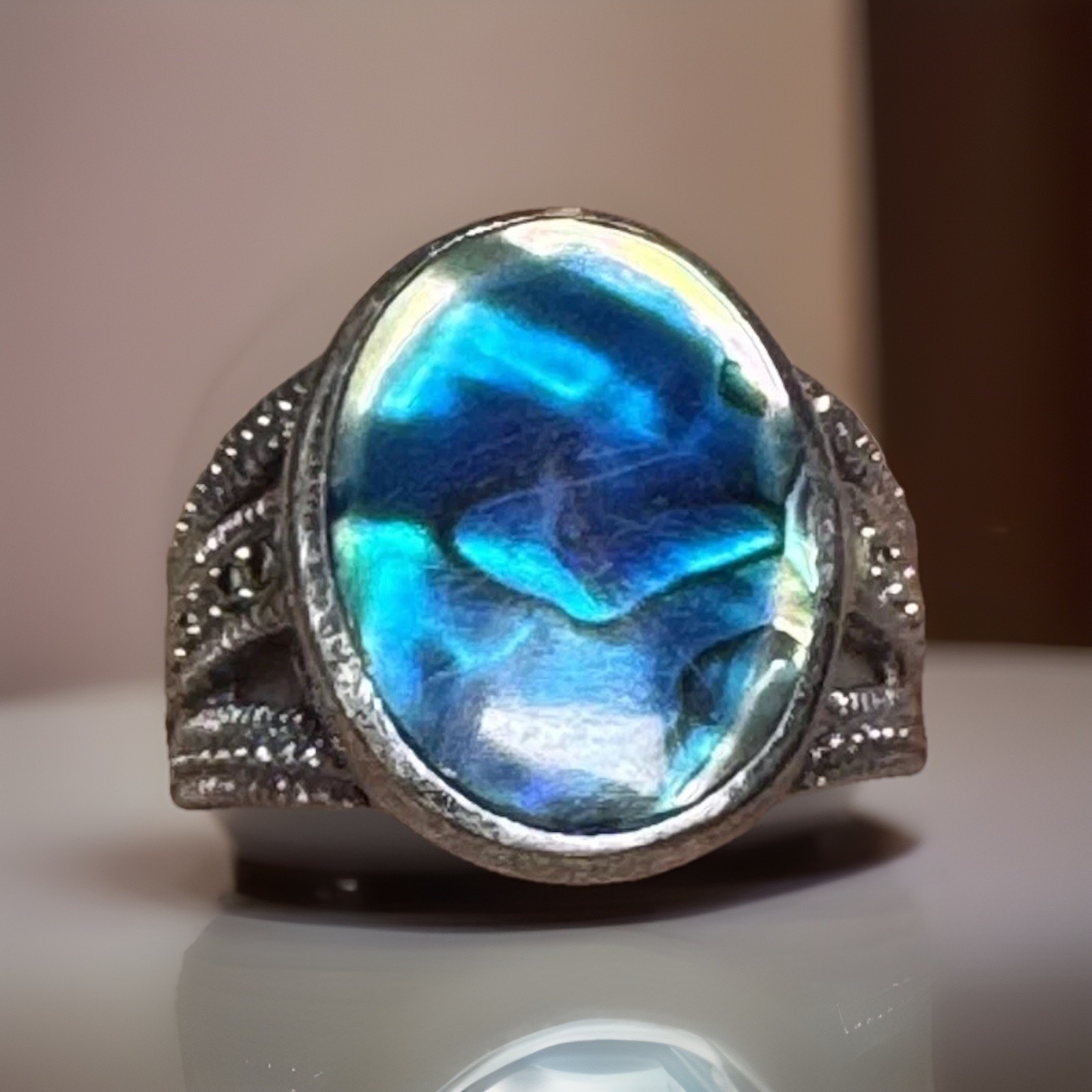 Vintage 925 Sterling Silver Possible Bismuth Ring Size 7 Large Stone Statement
