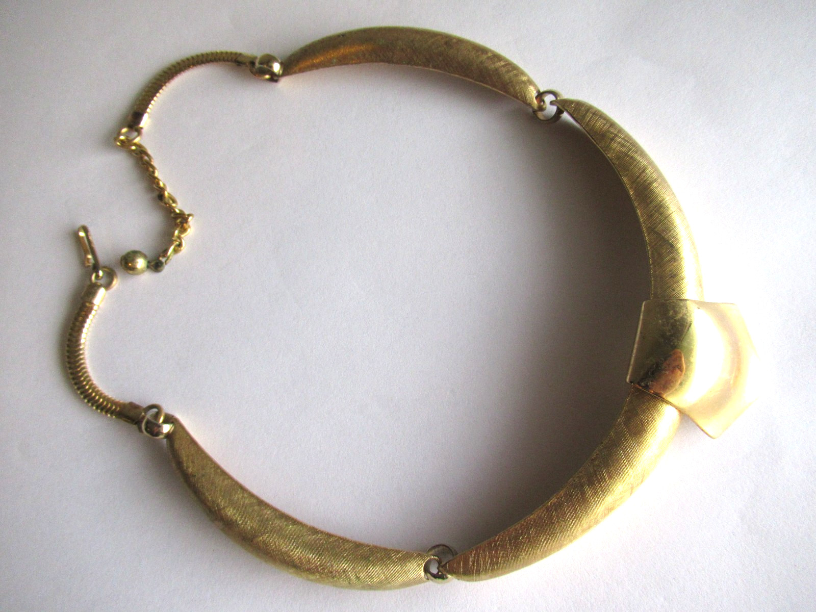 Vintage Gold Plate Collar Necklace 17 inch