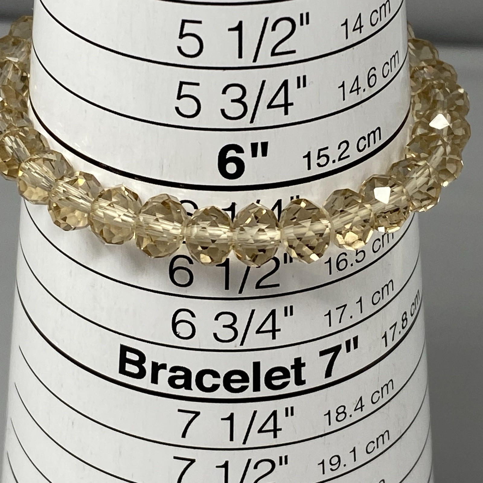 Champagne Glass Beaded Bracelet Faceted Fire Polished Coated Stretch 6.25″