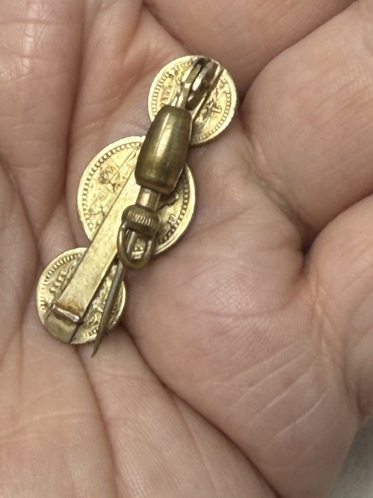 Antique Guatemala 1880 Coin Brooch 3 Coin Jewelry Conversion Pin