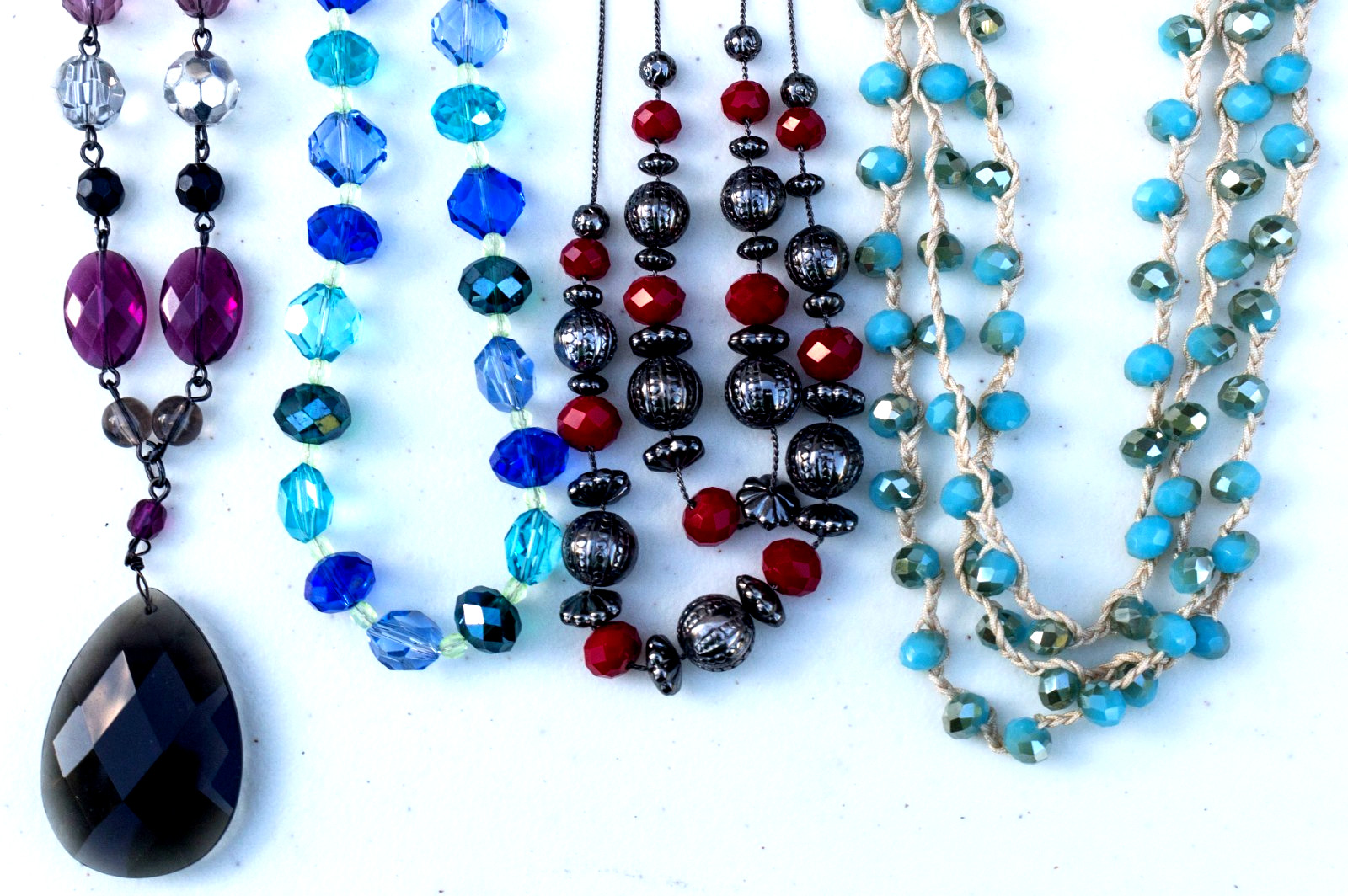 Vintage to Now Lot of 4 Crystal Beaded Necklaces – 1 with Earrings & 2 signed