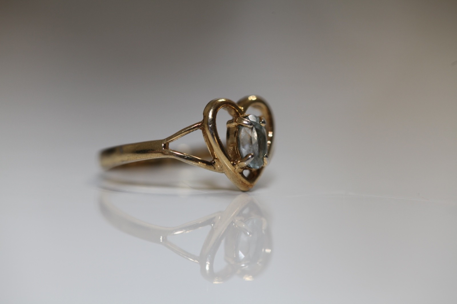 1980s–1990s Vintage Tested Blue Quartz Heart Ring 18k Electroplated Womens 6.75