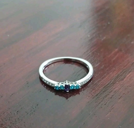 Sz 11 925 Silver Ring Purple And Blue Stones