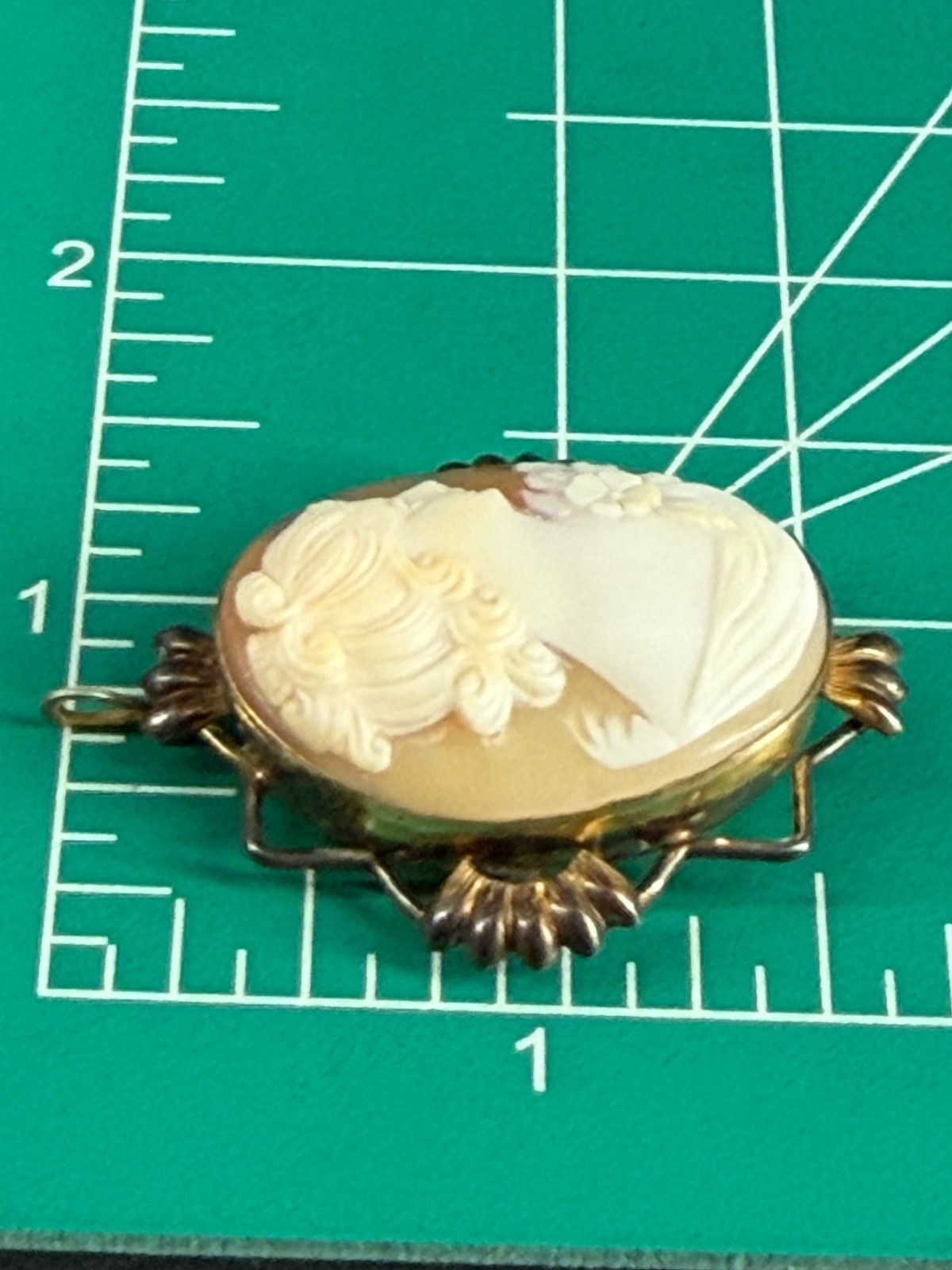 Vintage Shell Cameo Brooch Pendant 12K Gold Filled Lady Portrait Art Deco