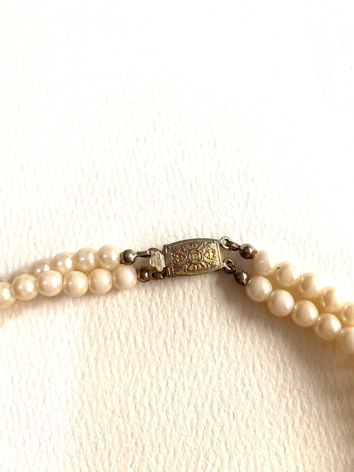 Vintage Estate Faux Cream Pearl Gold Tone Rhinestone Drop with Fish Hook Clasp