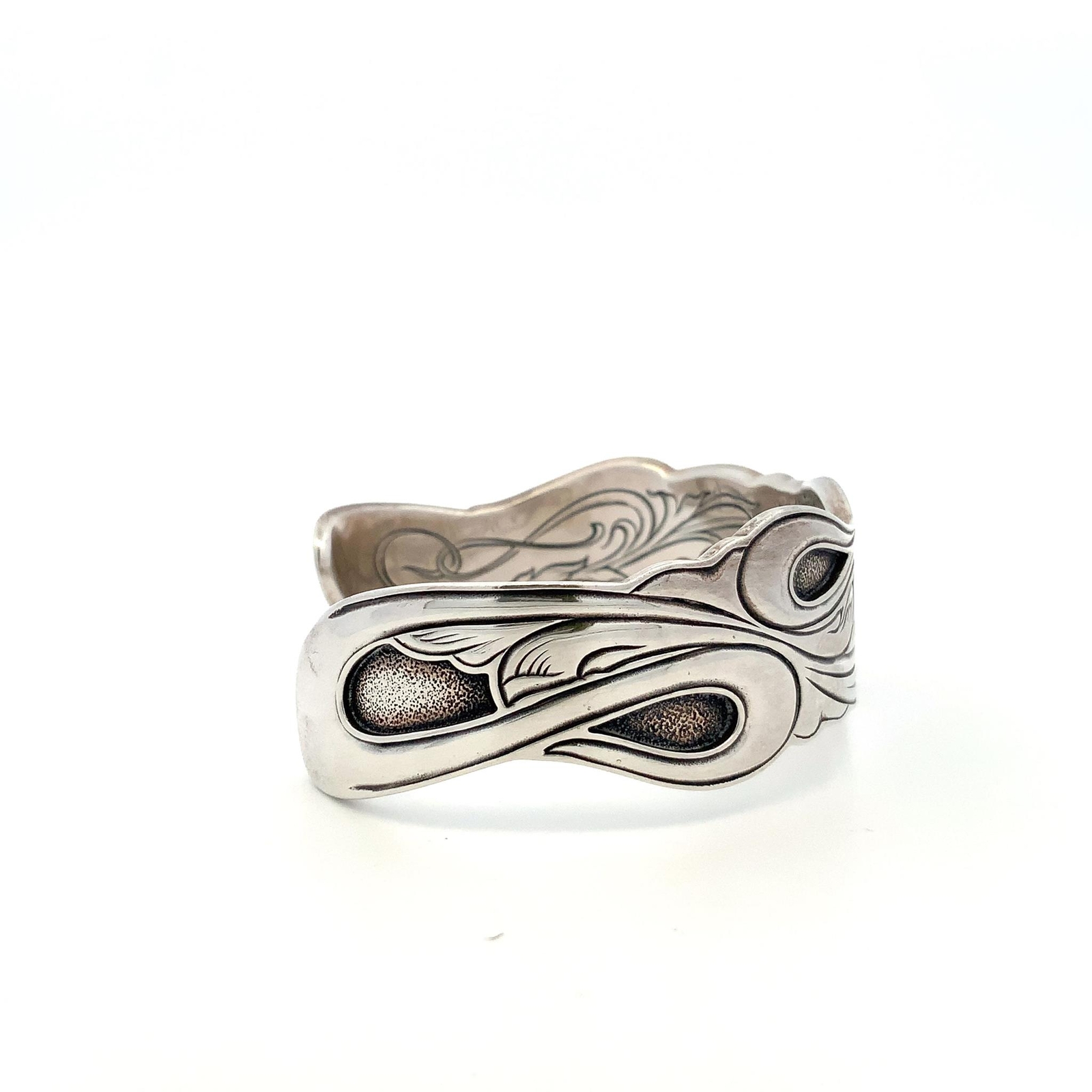Signed Kit Carson Sterling Silver Vintage Abstract Modern Swirl Cuff Bracelet 7