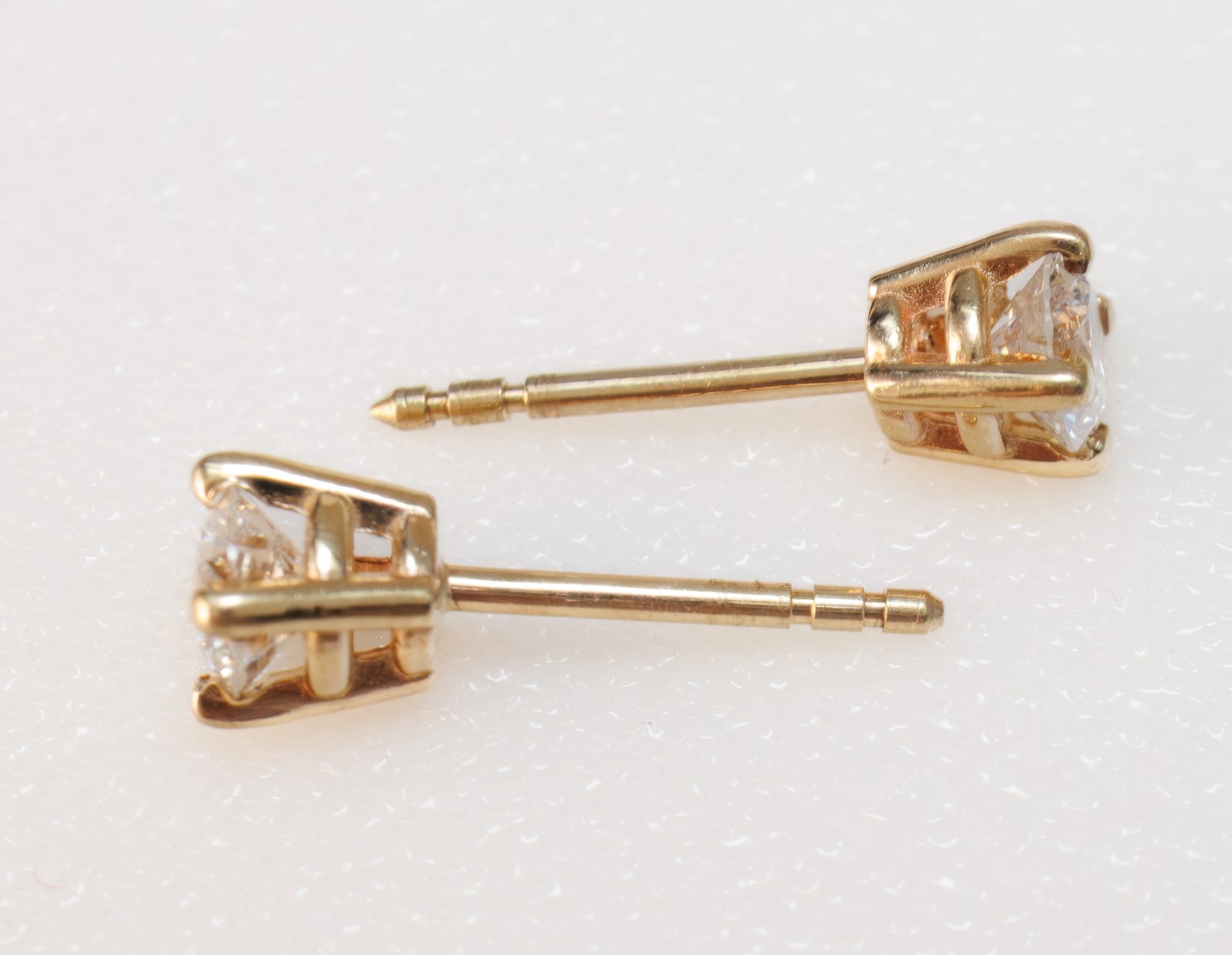 Natural Diamond 1/2ctw Studs Round 14k Yellow Gold Earrings Secure Lock Backs