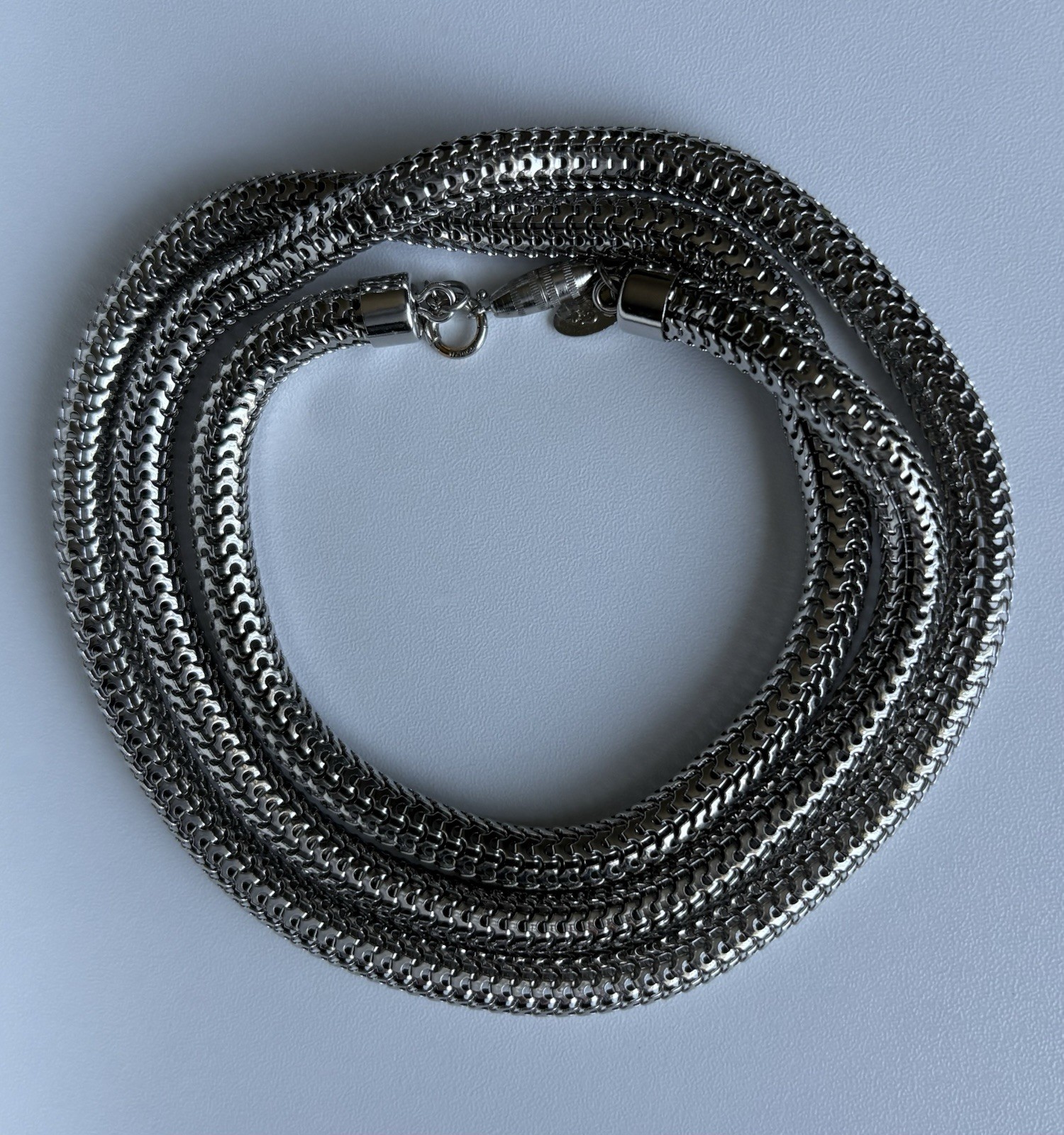Vintage Vendôme Mesh Chain Silver Tone 36in Necklace 9mm wide 65.9g Statement