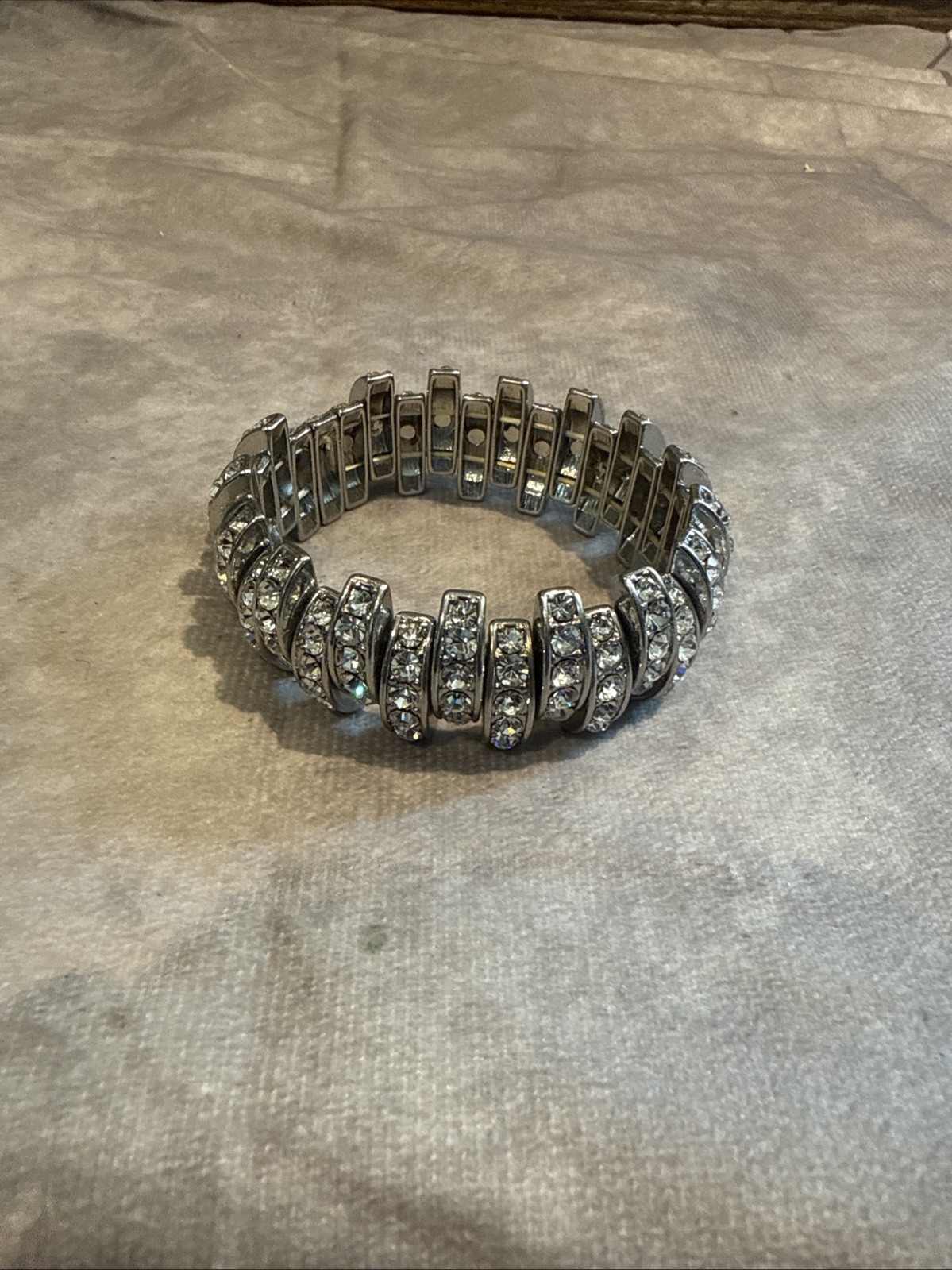 Vintage Tension Set Rhinestone Expanding Unique Bracelet