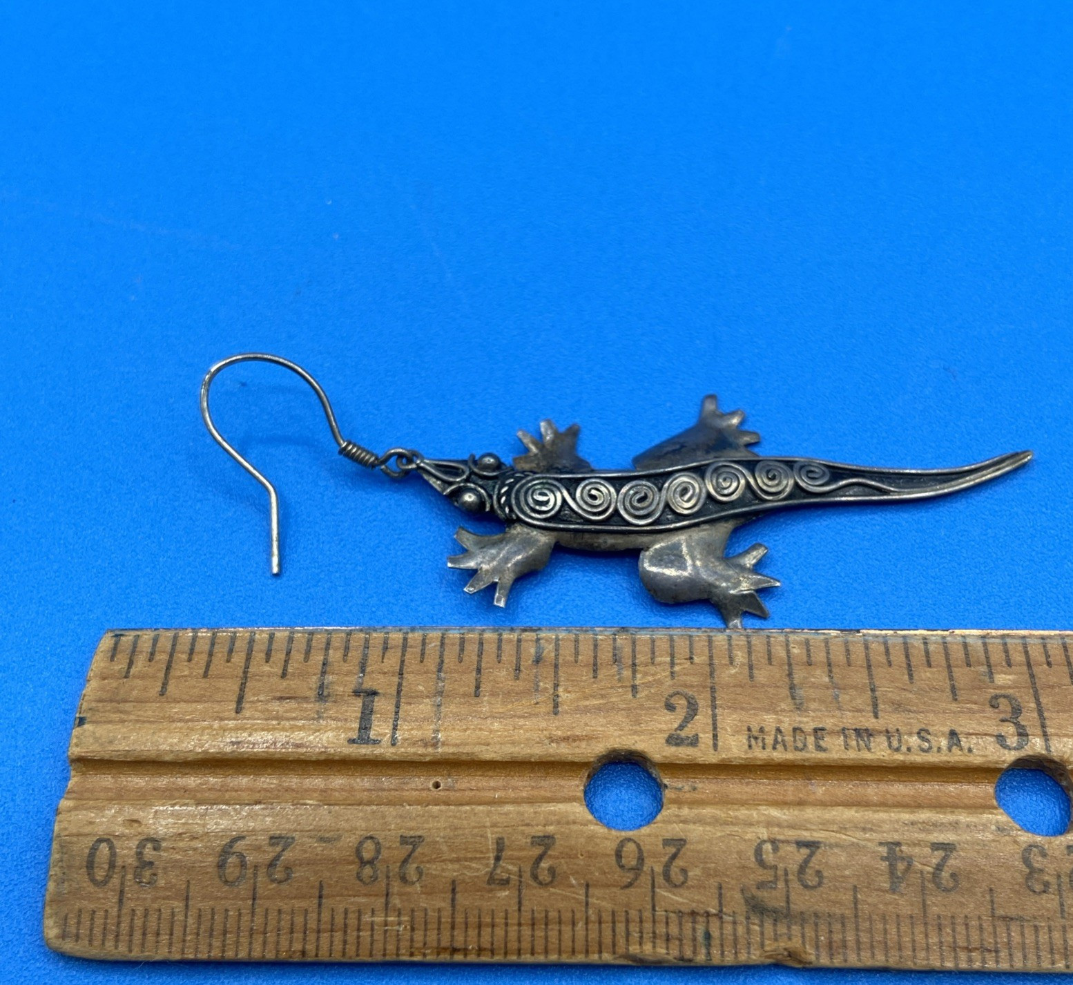 Lizards/Salamanders vintage EARRINGS Sterling Silver long pierced Southwestern
