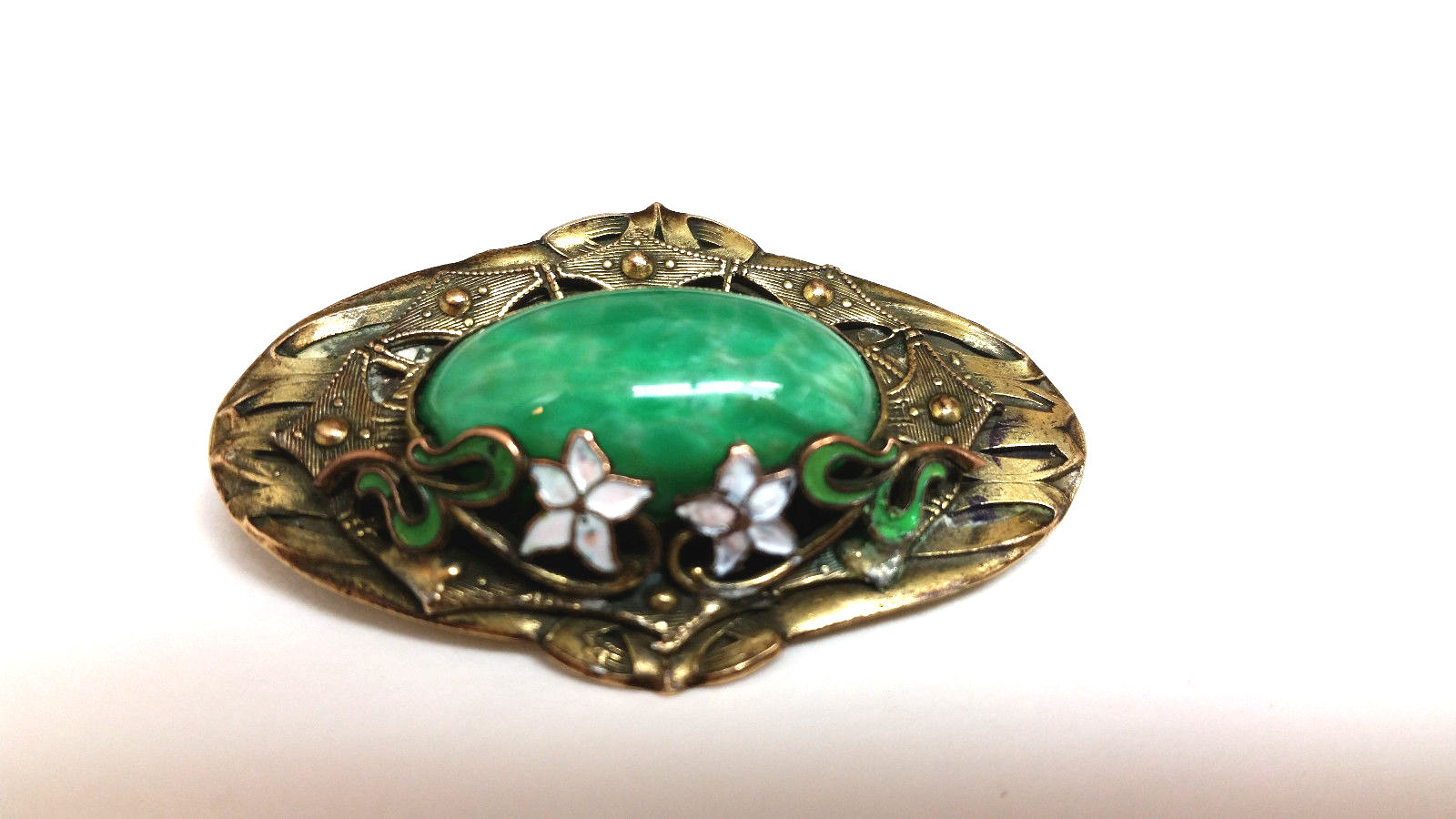 CHINESE INFLUENCE ART NOUVEAU DECO CZECH ENAMEL FLOWER PEKING BROOCH NEIGER?