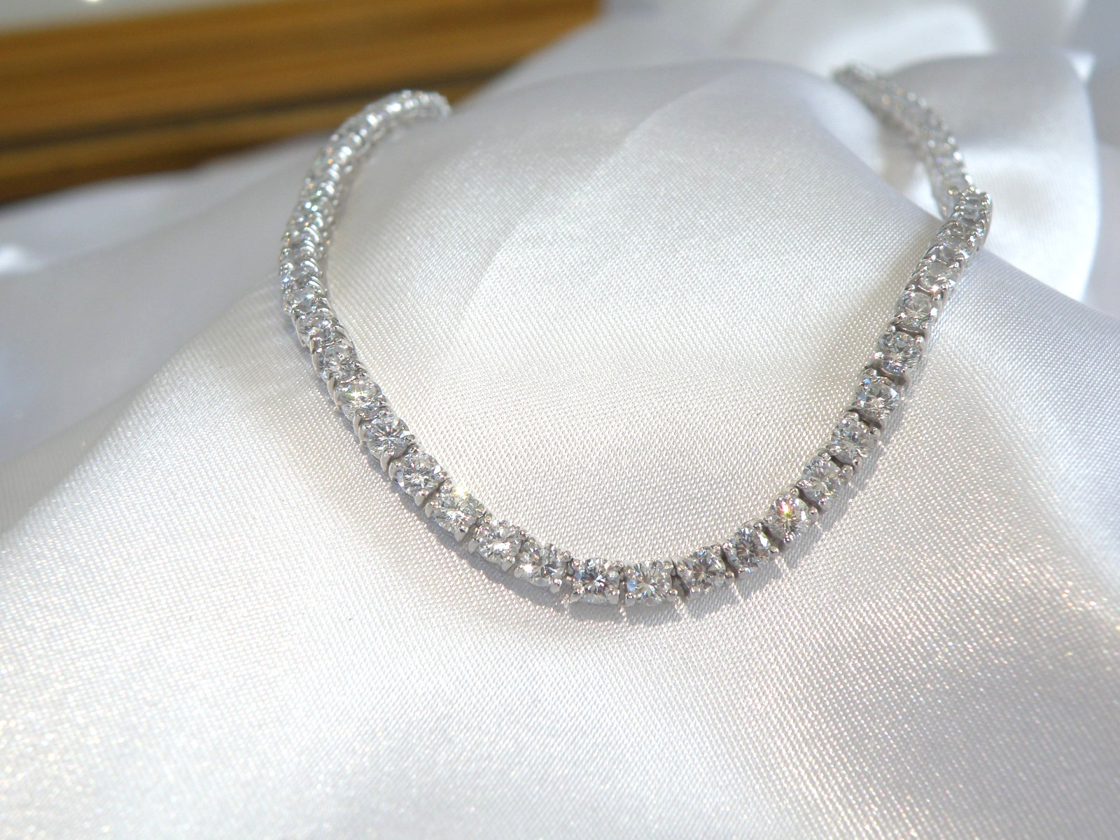 Vintage Sterling Silver 925 Cubic Zirconia Tennis Necklace Fits 18″