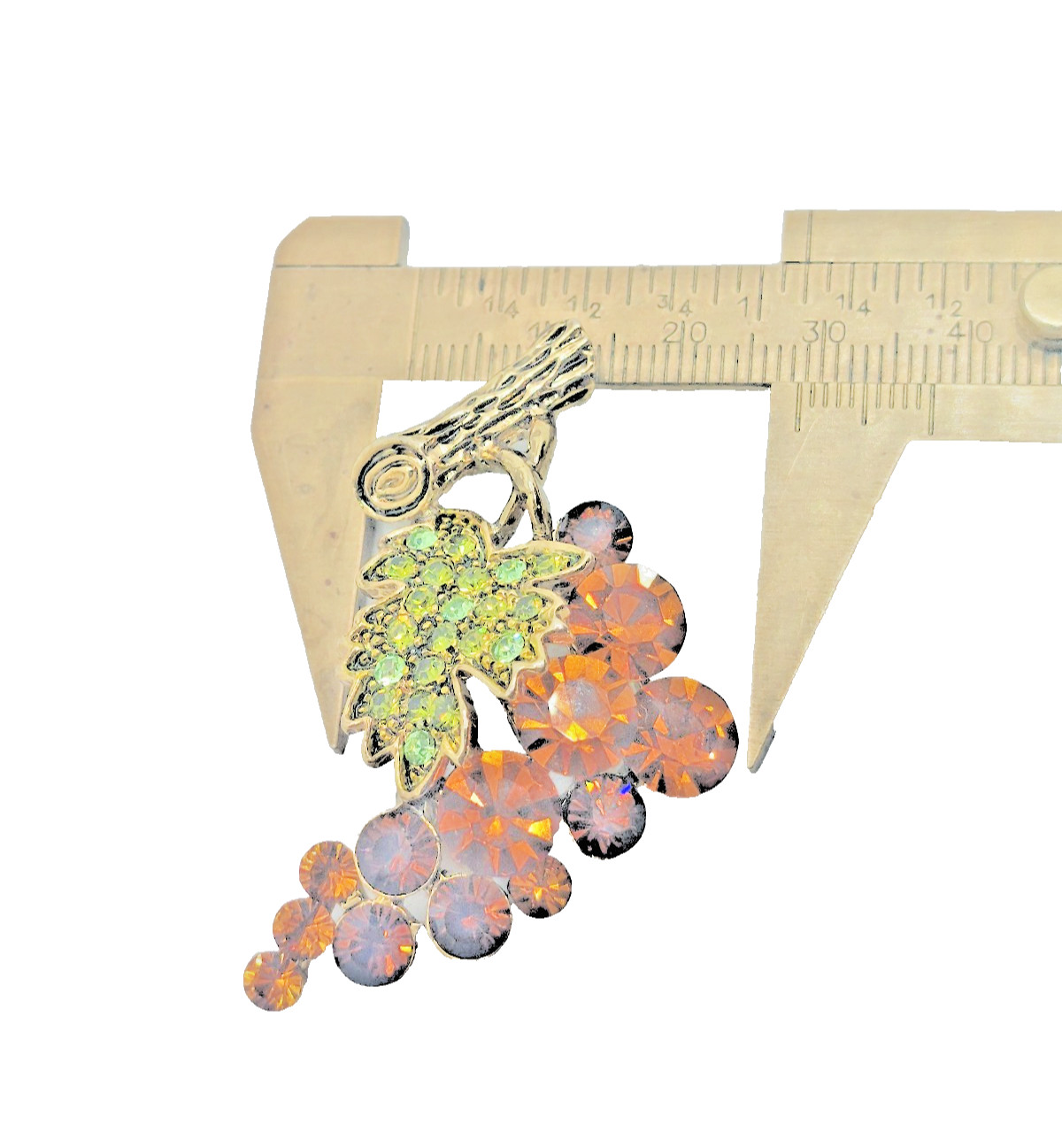 Vtg. Amber Rhinestone Grape Cluster Brooch Pin MCM Retro