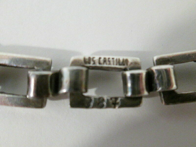 Early Vintage Signed Stamped Los Castillo 387 Sterling Silver Necklace Chain 55g