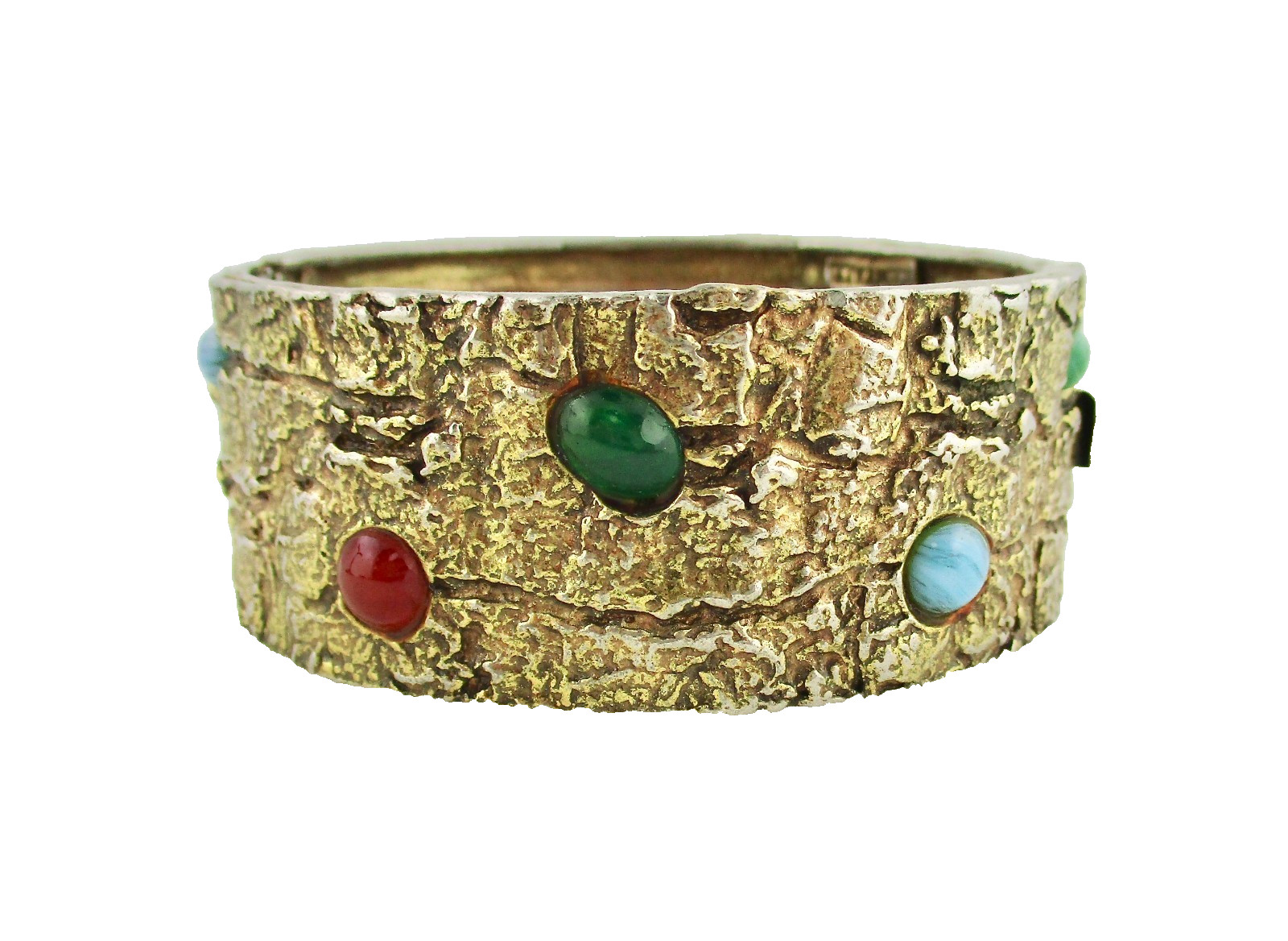 Vintage Robert Zentall Jeweled Multicolored Hinged Bangle Bracelet