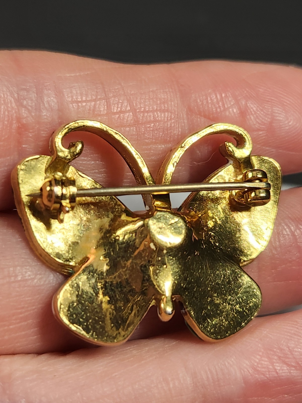 Vintage hand painted enamel butterfly brooch unsigned original by Robert