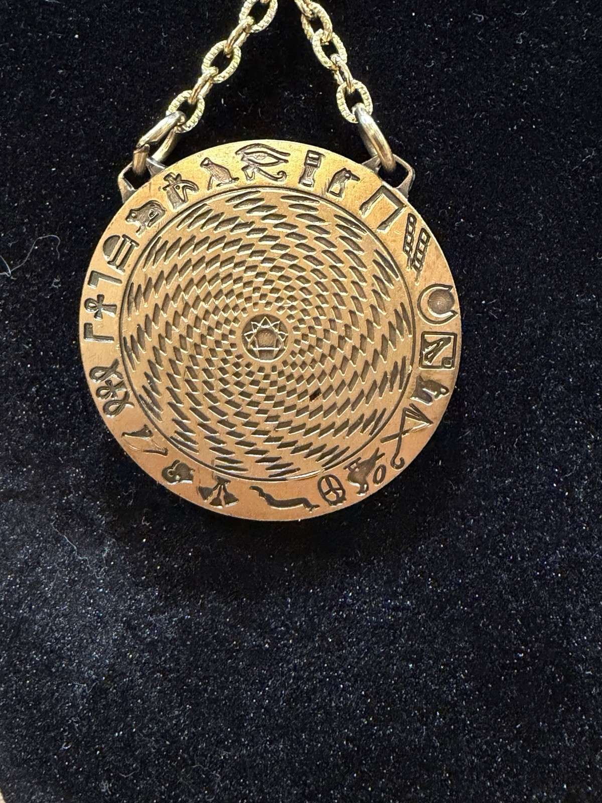 Vtg 1976 Pat Flanagan Sensor Medallion II Necklace HSN Experimental Hieroglyphic
