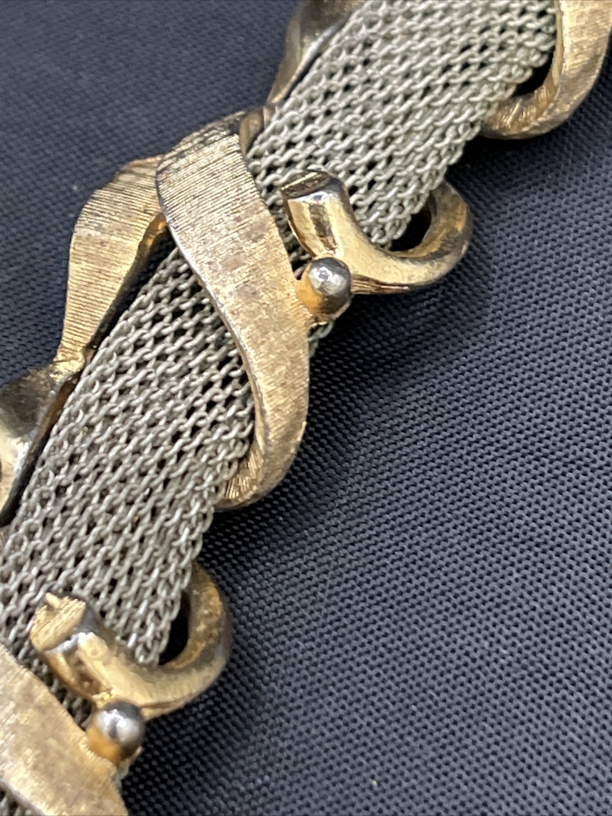 Vintage Silver Tone Chain Mail Link Choker Necklace Gold Articulated Links 14”