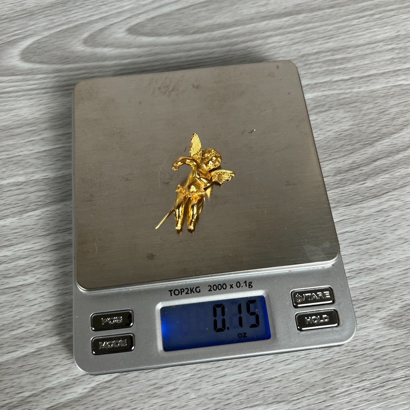 Vtg Angel Brooch Pin Guardian Angel Goldtone Fashion Costume Jewelry Shiny Pin