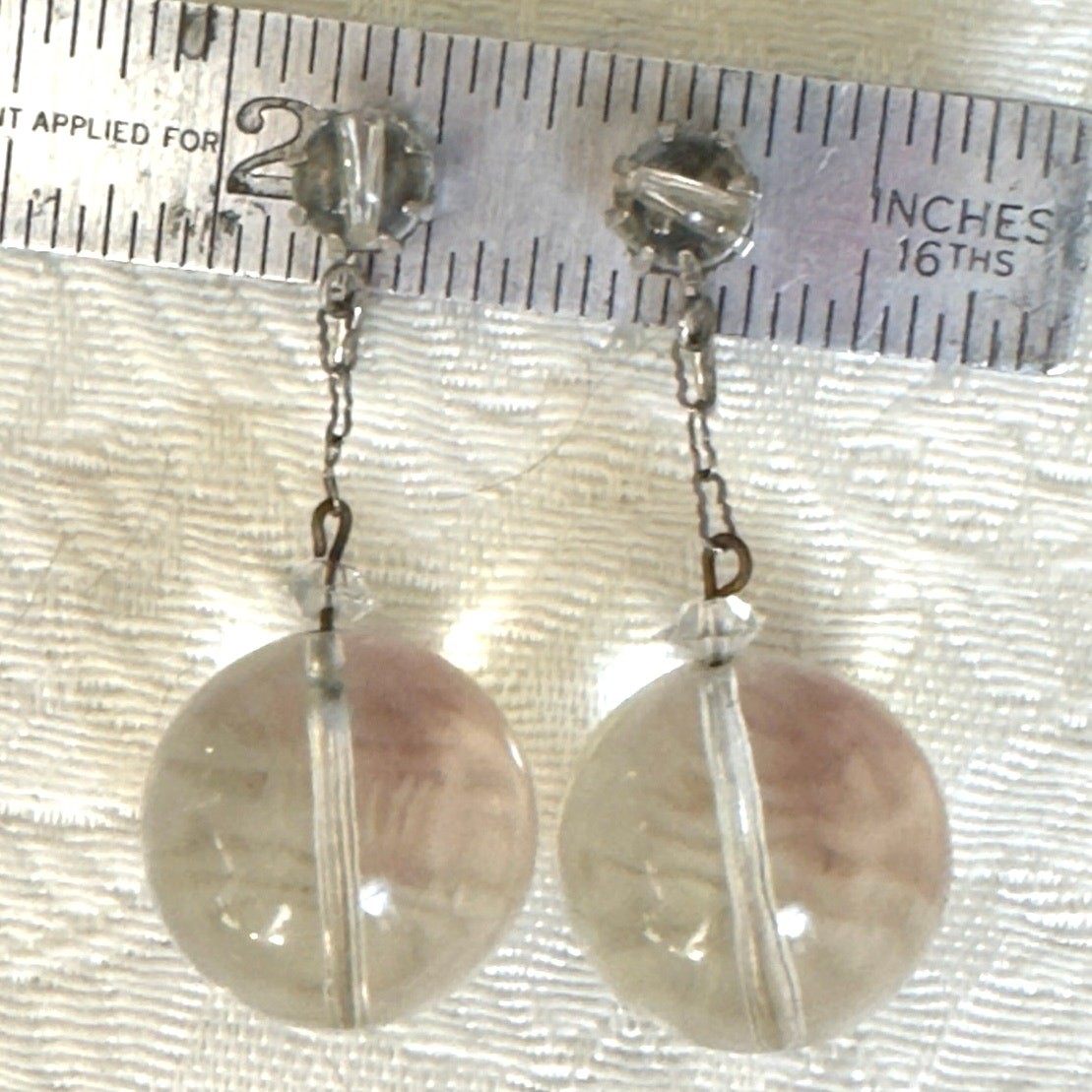 Antique Pools of Light Clip On Rock Crystal Ball Vintage Deco Swing Earrings
