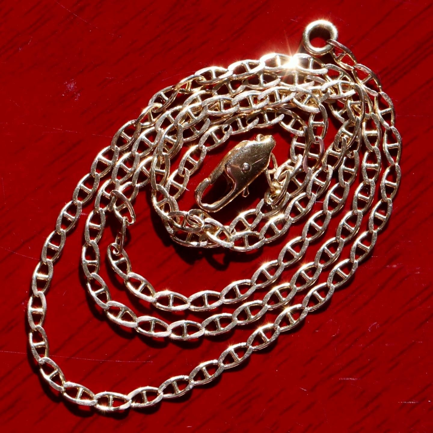 14k yellow gold necklace 18.75″ anchor / mariner link chain vintage 4.25gr N3642