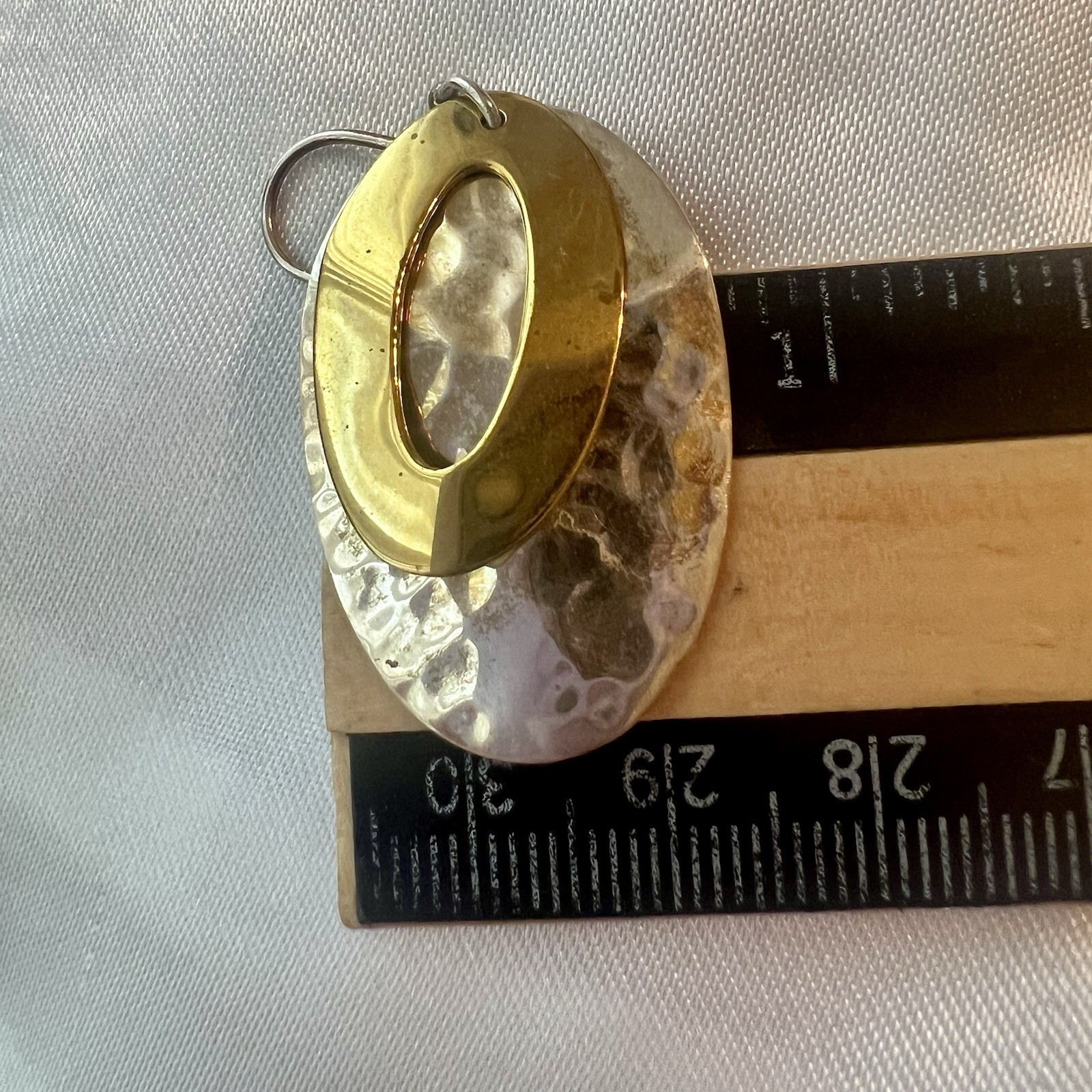 ATI 925 Mexico Brass Sterling Silver Mixed Metal Modernist Drop Earrings 2”/10g