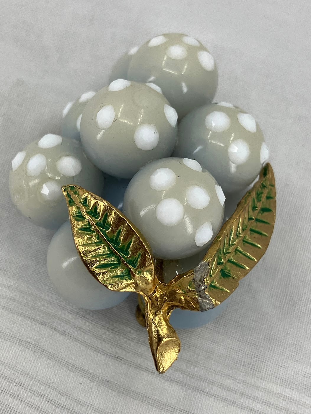 Vintage Forbidden Fruit Lucite Brooch Light Blue Grape Cluster Pin READ