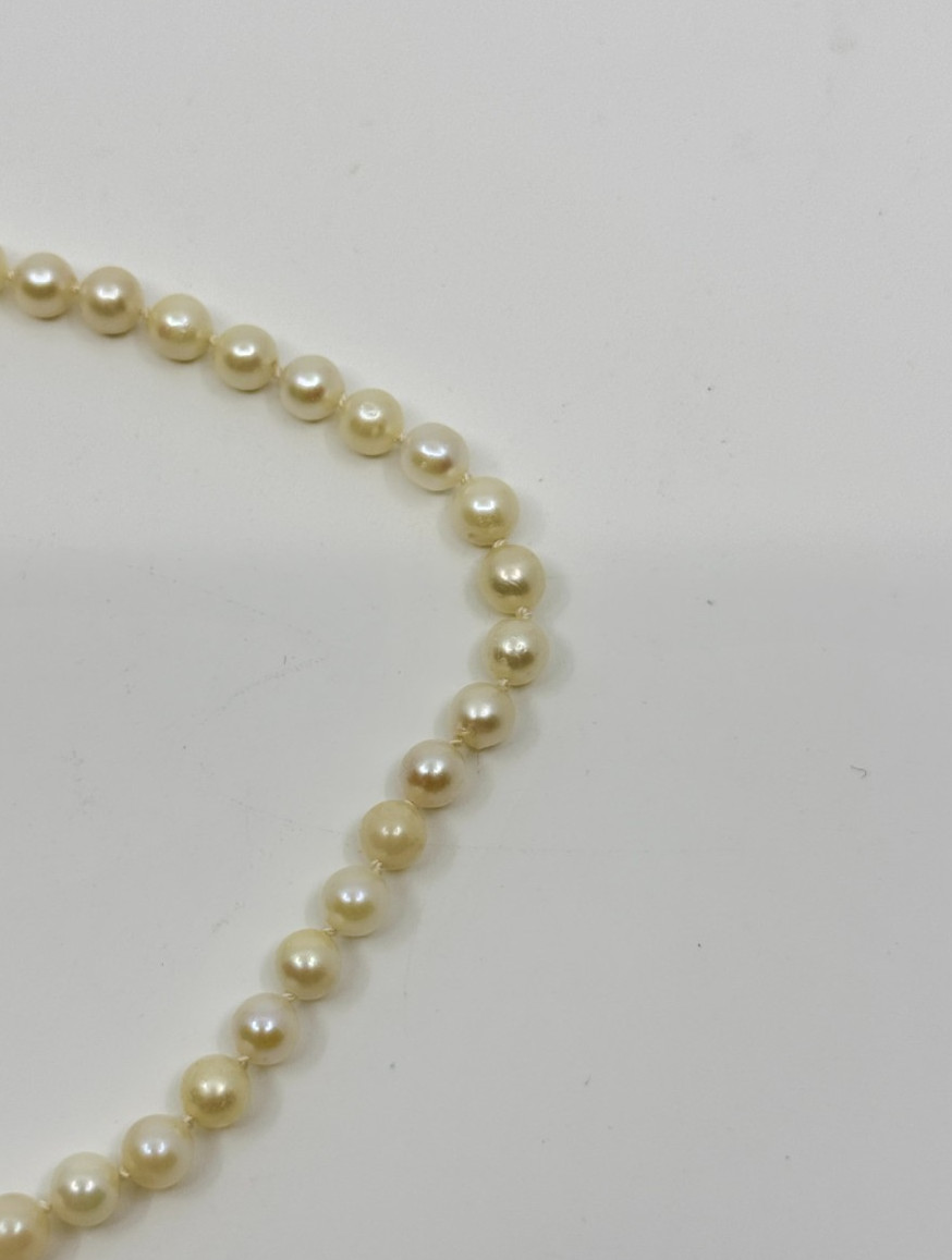 Vintage 6mm Sterling Silver Saltwater Japan Akoya Cultured Pearl Necklace 17.5″