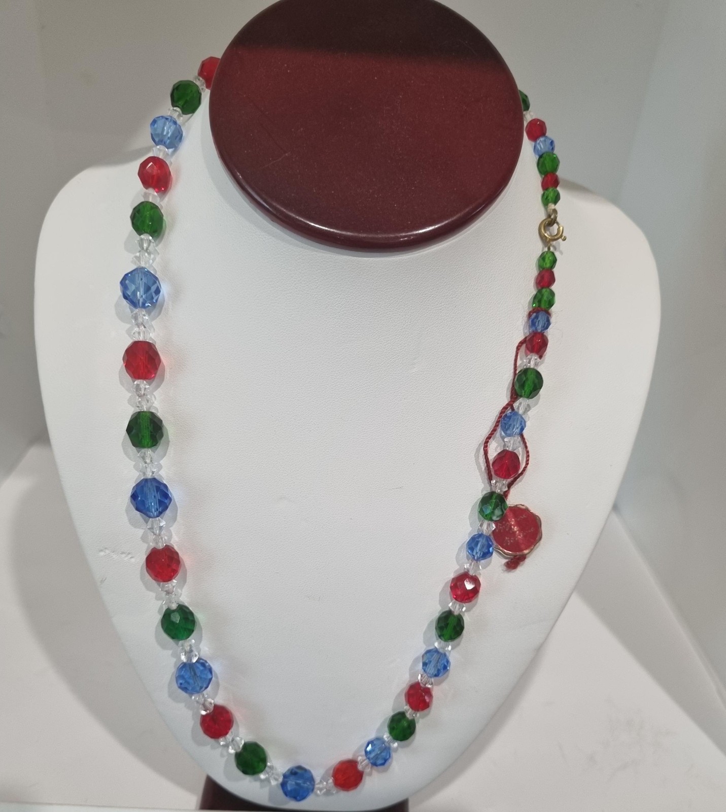 Antique c1930s Mardi Gras Glass Necklace Original Tag Bijoux de Boheime Video