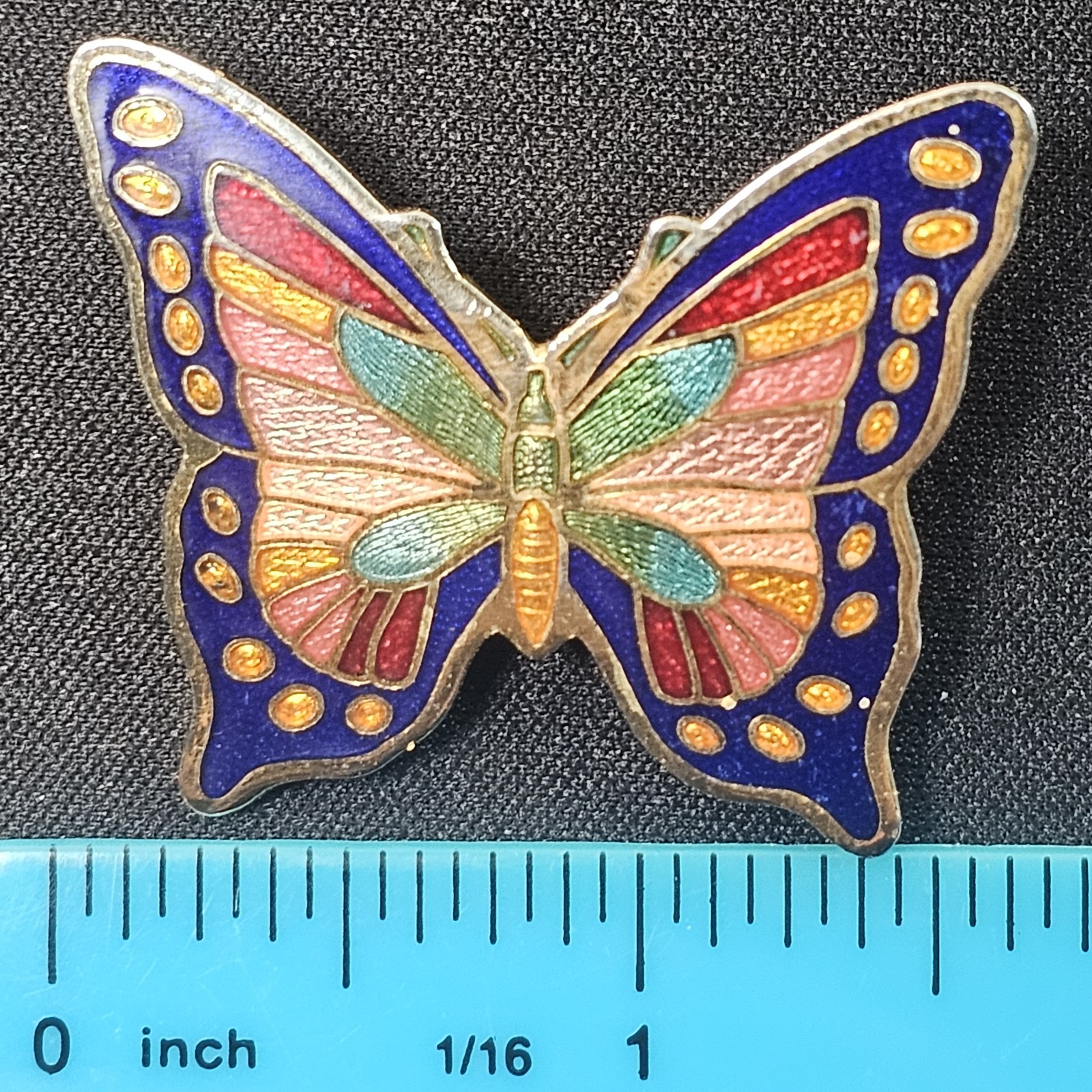 Vintage Unicorn Cloisonne Enamel Cuff Bracelet Gold Tone Clamper Hinged/Butterfl