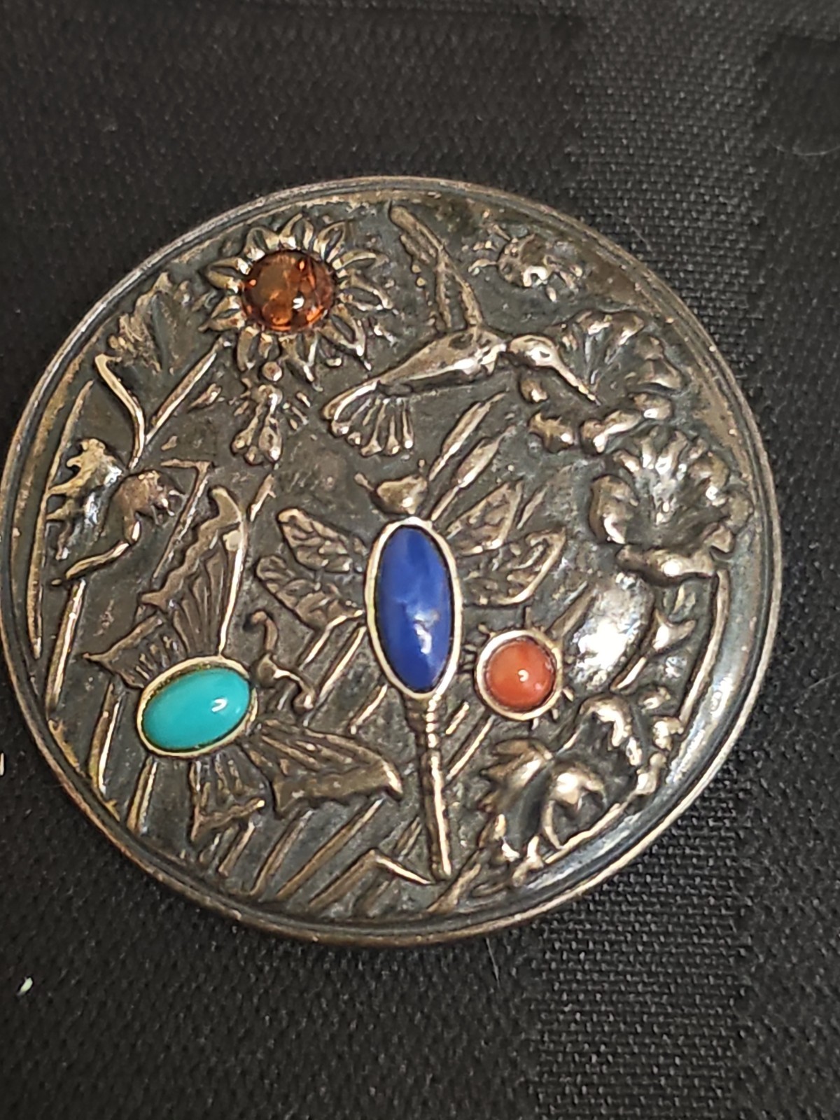 Carolyn Pollack Brooch/Pendant Sterling Silver Butterfly Hummingbird Garden