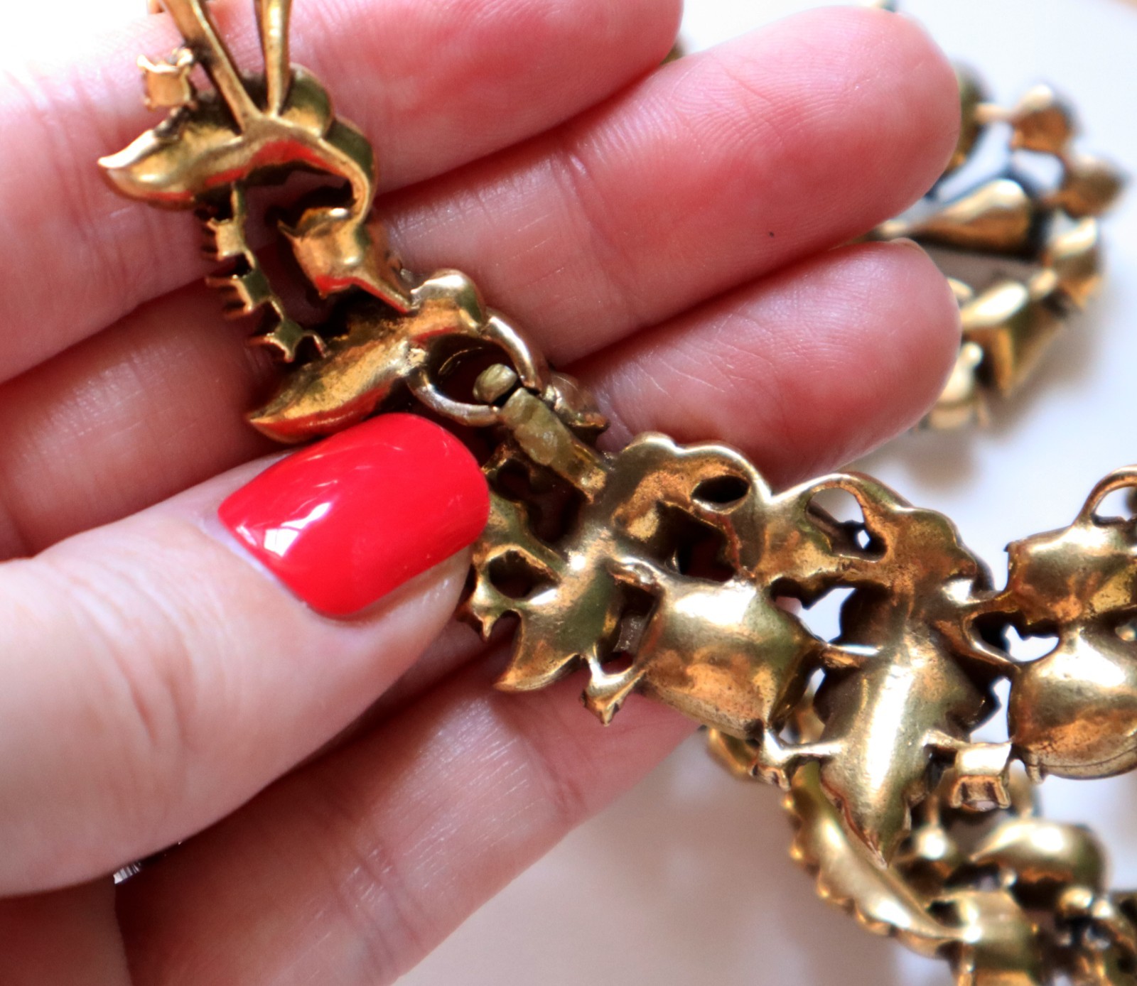 Vintage CORO PARURE Rhinestone Set Fall Colors Necklace Bracelet Earrings Brooch