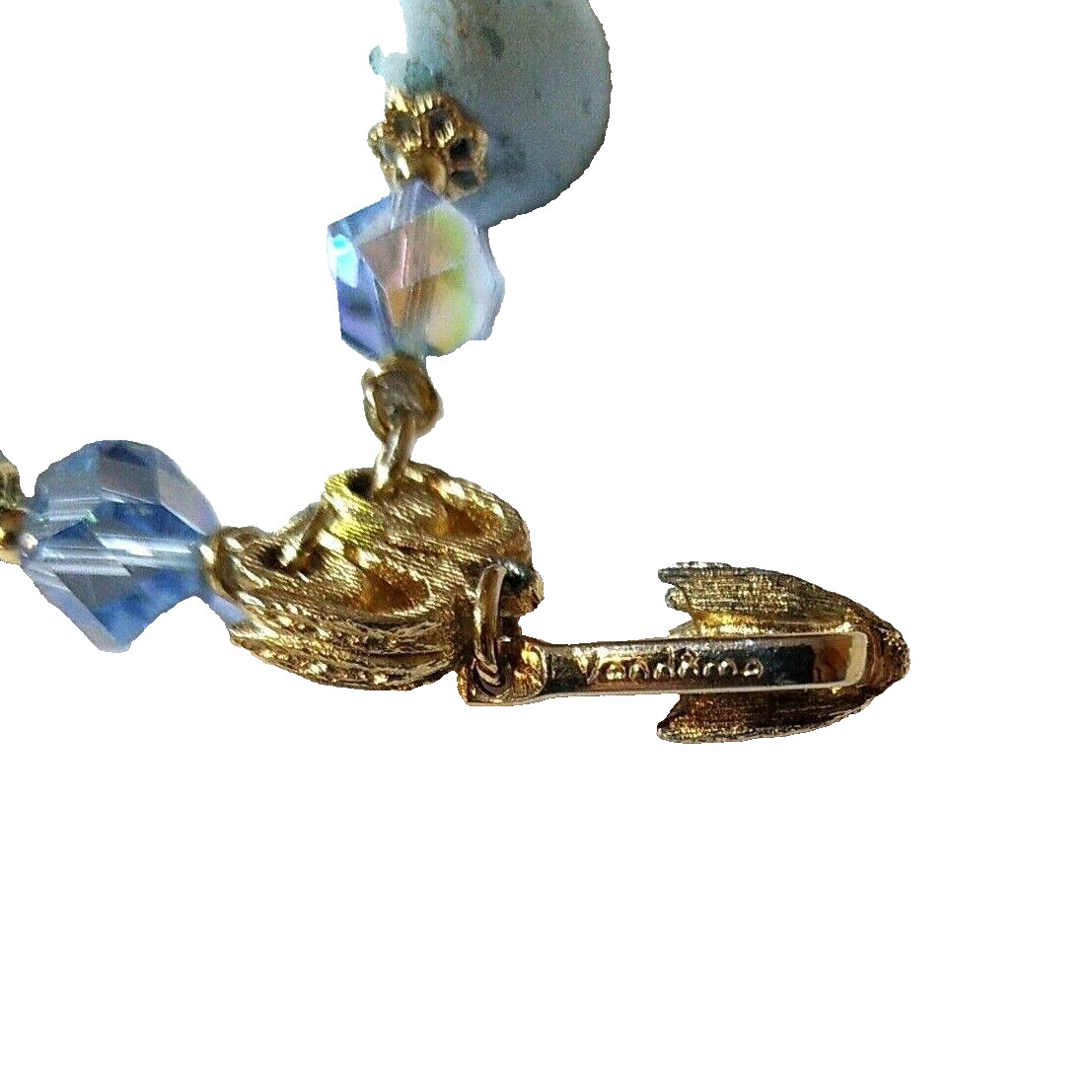 Vtg Vendome Blue 2 Strand Necklace and Earrings Set Crystal Faux Larimar beads