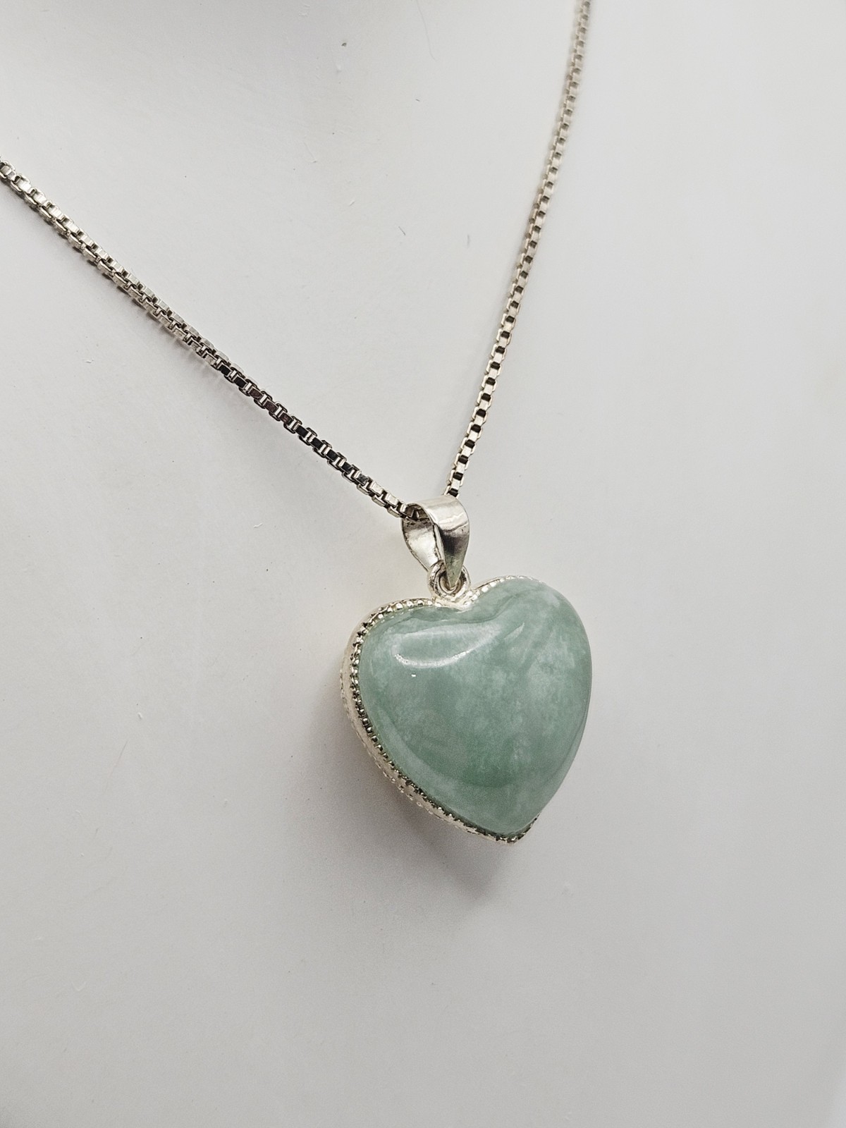 Dee Berkley DBJ Sterling Silver Jade & CZ Heart Pendant On 18″ Chain Necklace