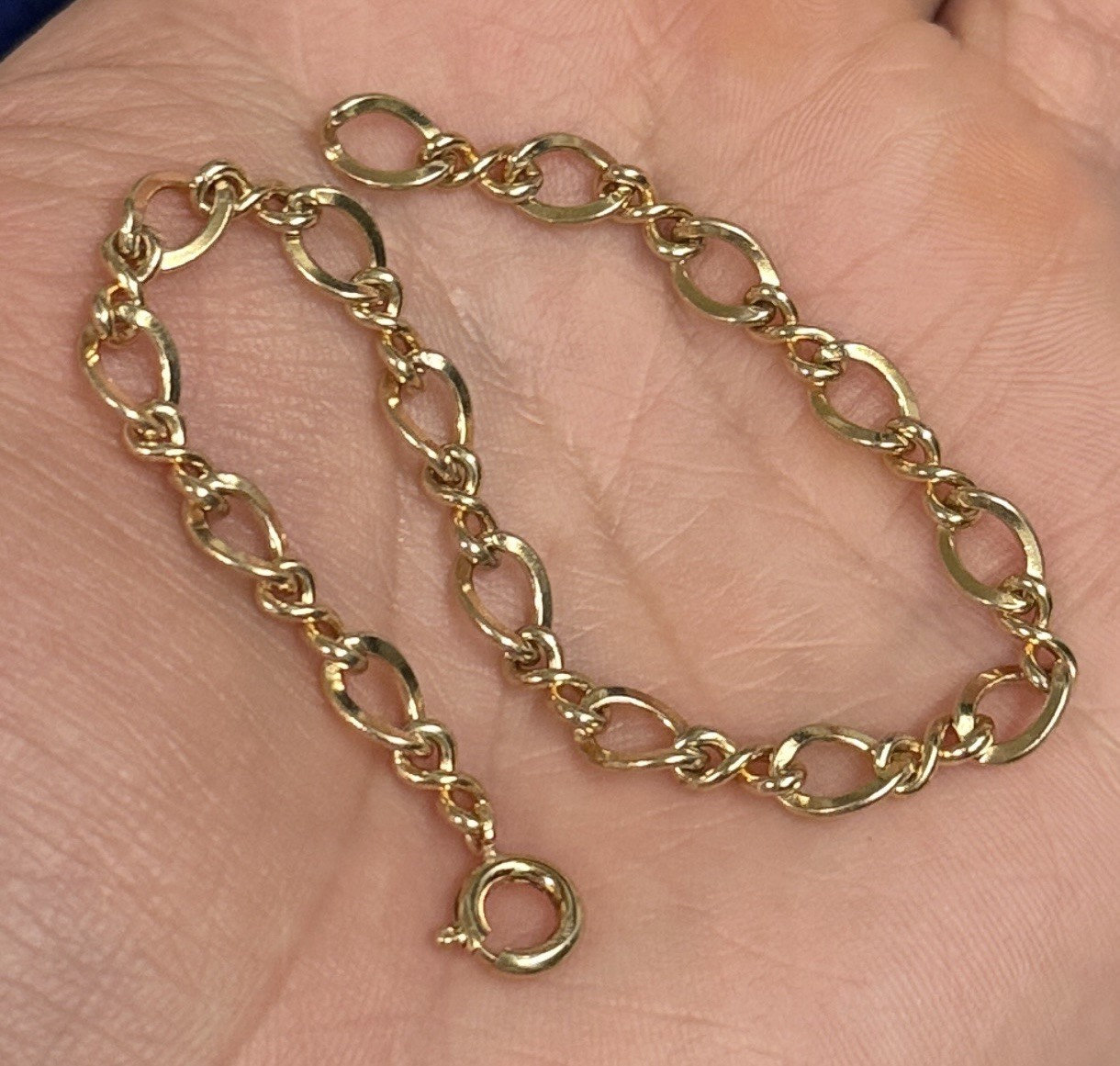 Infinity 12k Gold Filled Curb Figaro Bracelet 7″ 5.6mm Gf Victorian Stunning 5g