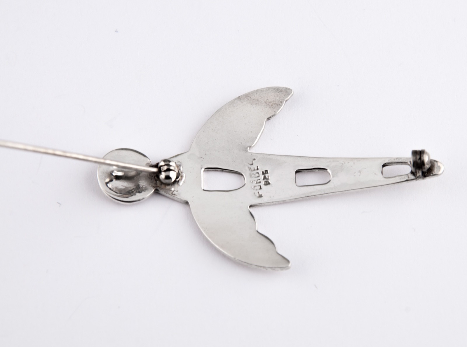 Modernist 925 Sterling Flying Bird Pin Brooch Singed: “FORBES 925”