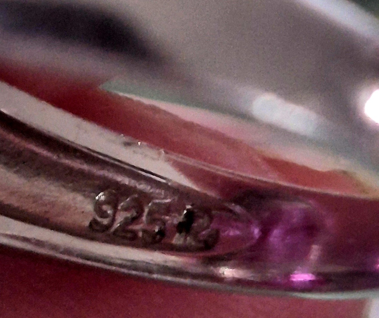 Hsn Ross Simons Sterling Silver Pink CZ Bezel Solitaire Statement Ring Size 8.25