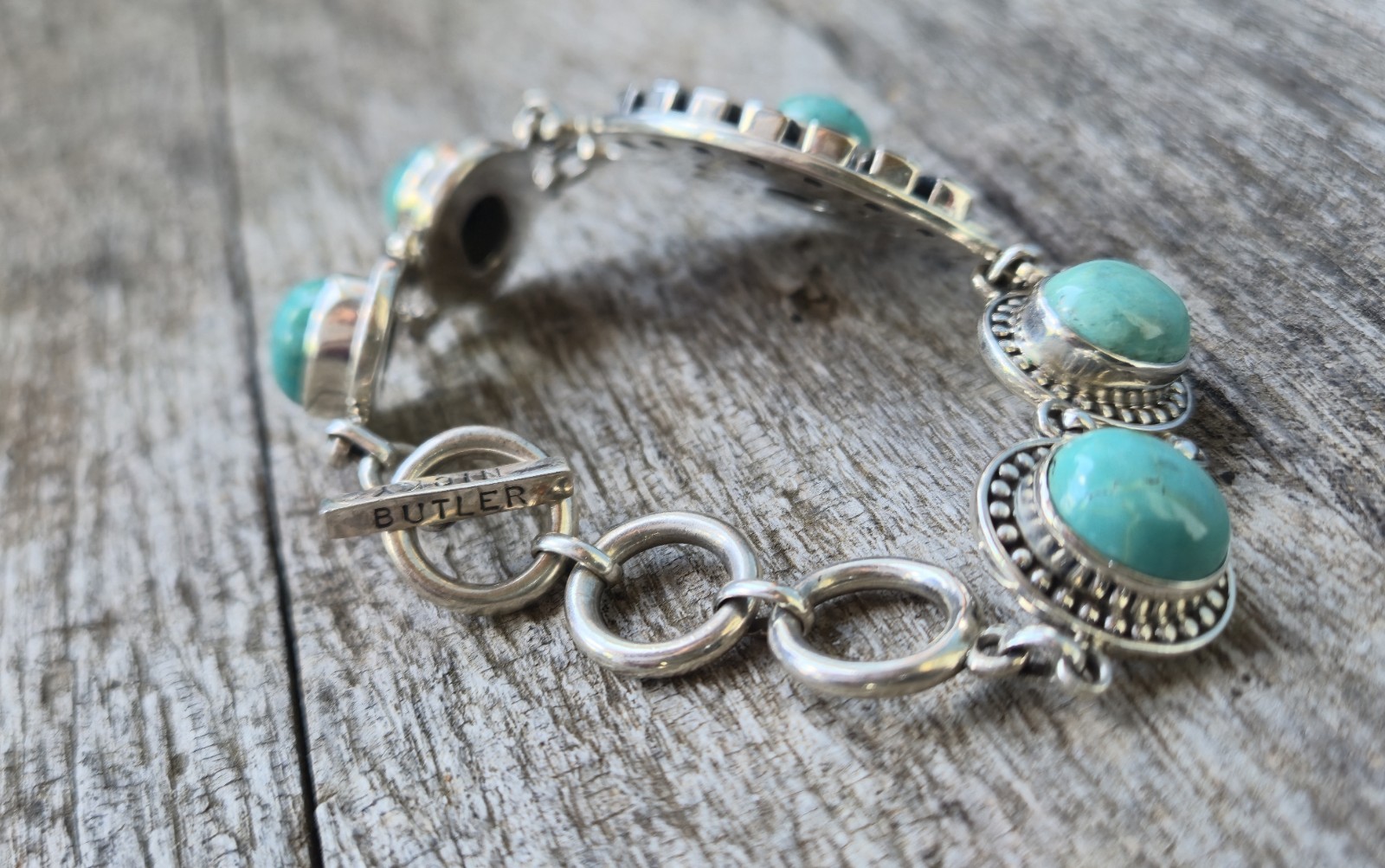 Nicky Butler LIMITED EDITION RAJ COLLECTION 925 Sterling Silver Bracelet 7.75″🩵