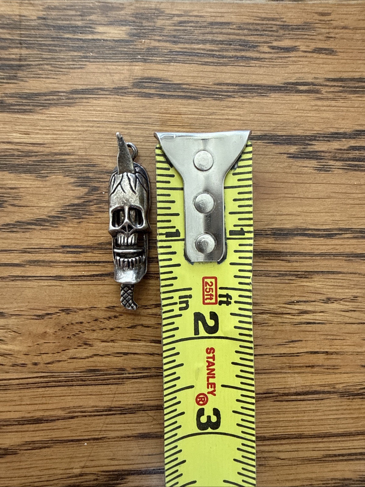 Vintage Silver Tone Long Skull Pendant Dagger Evil Pirate Jewelry Accessory
