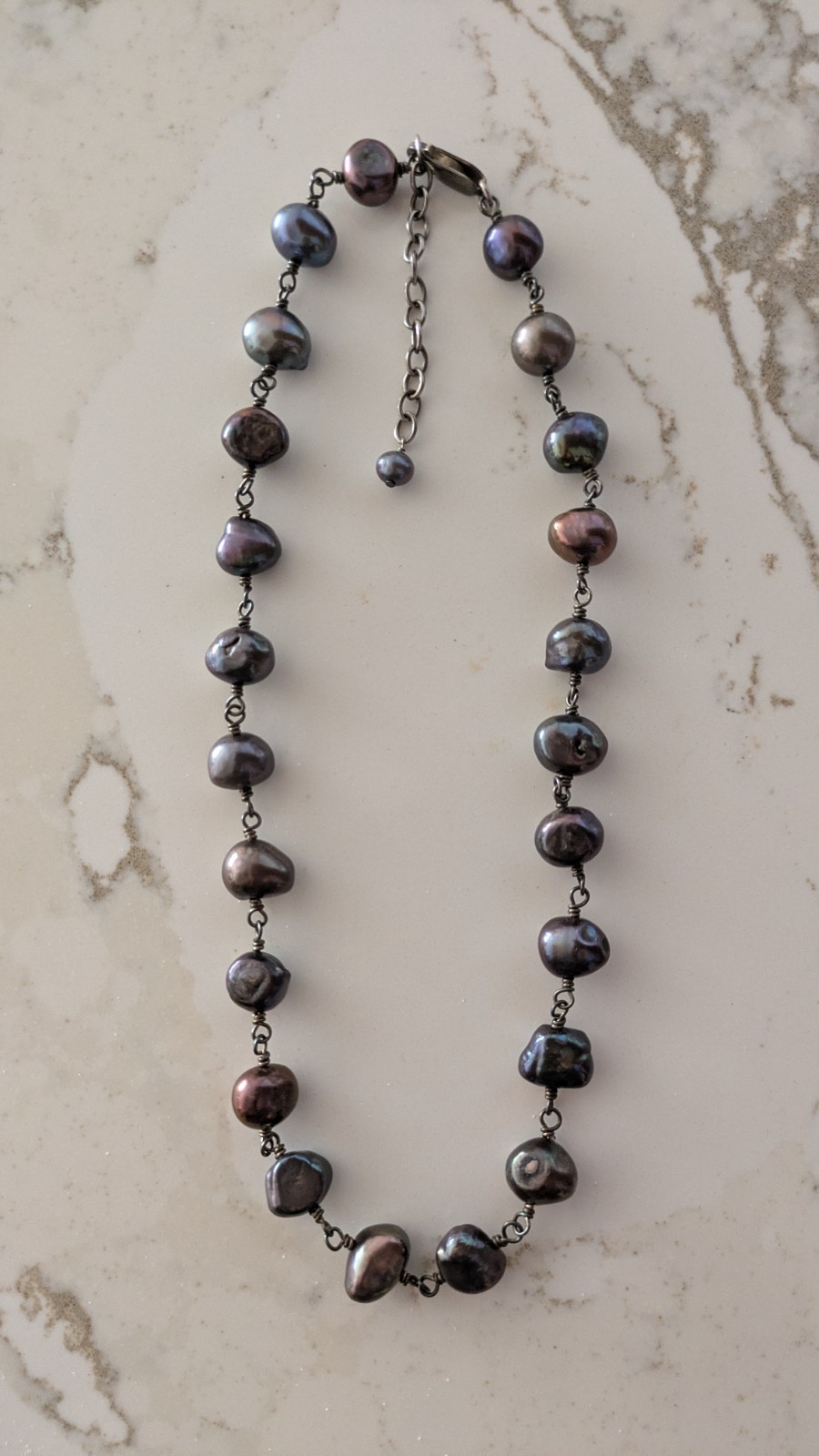 Silpada Sterling Silver Iridescent Gray Purple Pearl 15-17″ Necklace N1183 NEW