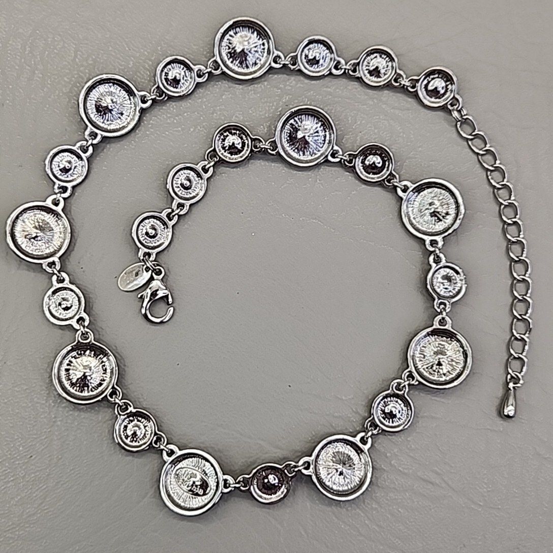 Vintage Lia Sophia Colorama Necklace Seltzer AB Rhinestones Round Linked 19″