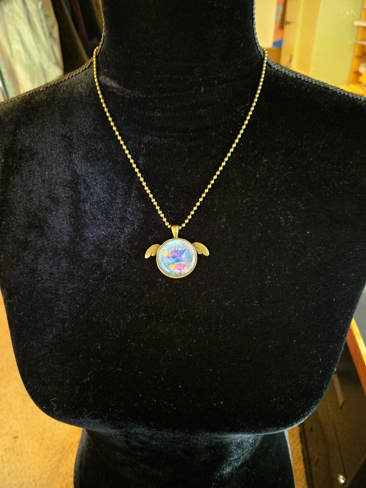 Bronze Glass Sea Turtles Pendant Necklace